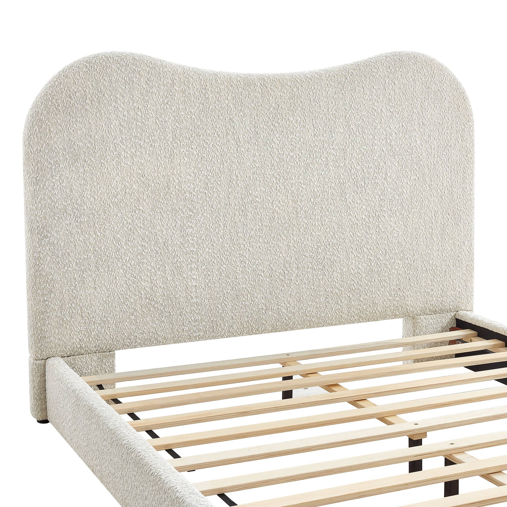 Alt View 6. Modway - Seluna Boucle Queen Platform Bed by Modway - Pearl.