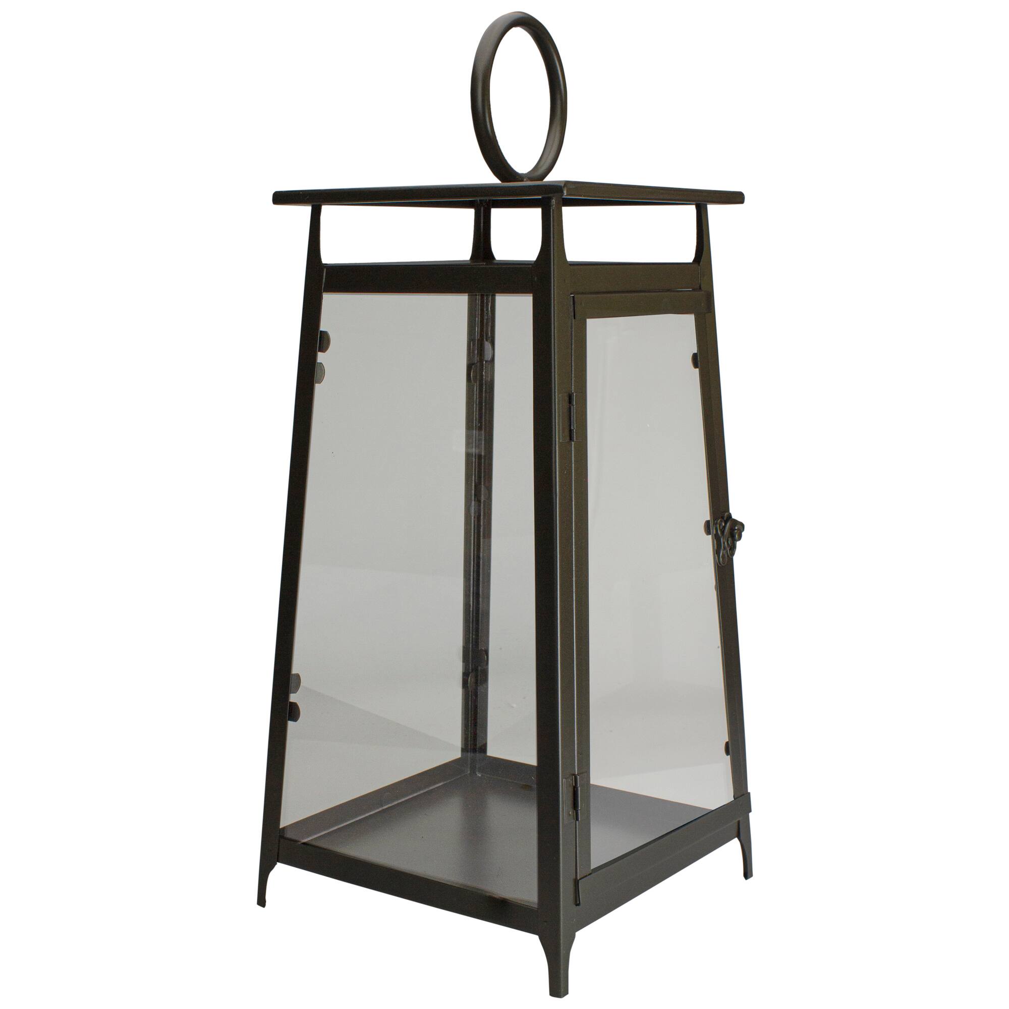 Alt View 5. Melrose - 20" Brown Rustic Candle Lantern With a Latch Hook Lock Tabletop Decor - Brown.