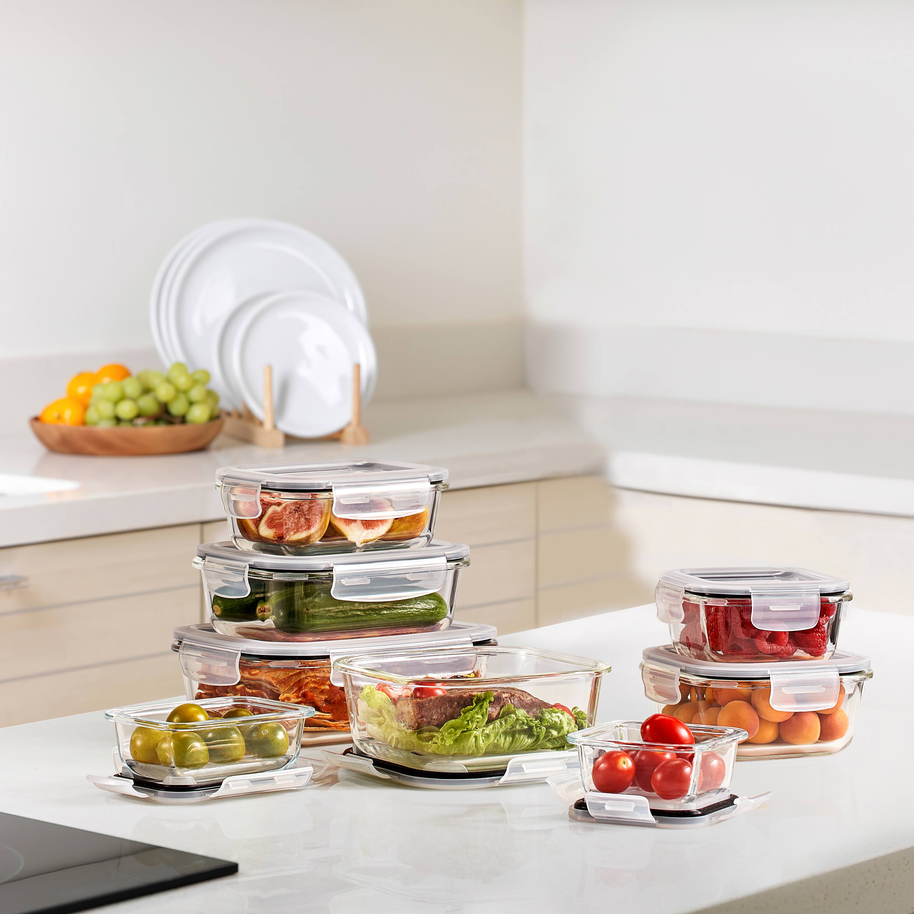 Alt View 2. Sorbus - Sorbus 16-Piece Glass Food Storage Containers with Lids - Airtight, Microwave, Fridge, Dishwasher, Oven Safe - Clear.