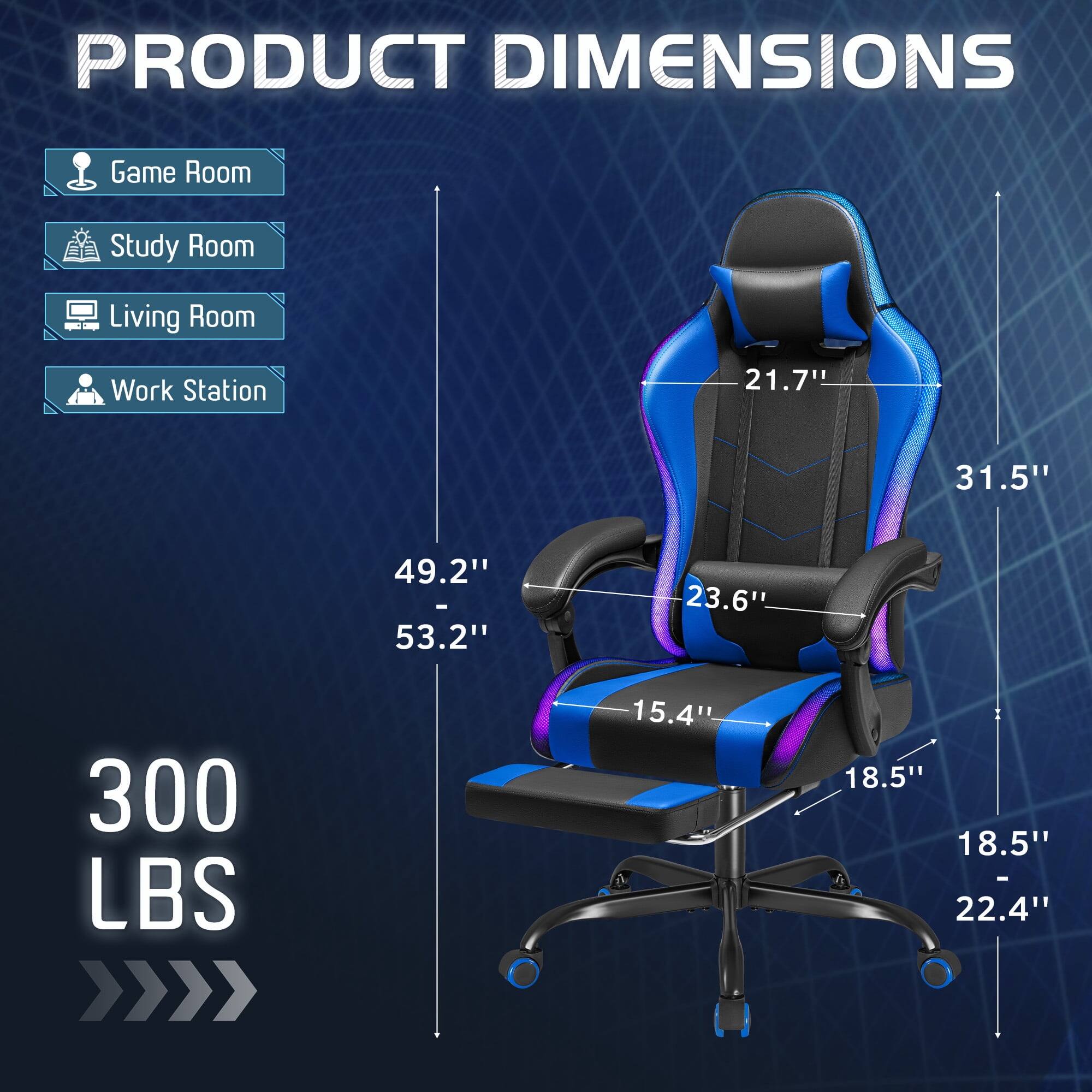 PRODUCT DIMENSIONS

Game Room
21.7"

Study Room
31.5"

Living Room
49.2" - 53.2"

Work Station
23.6"
15.4"
18.5" - 22.4"

300 LBS