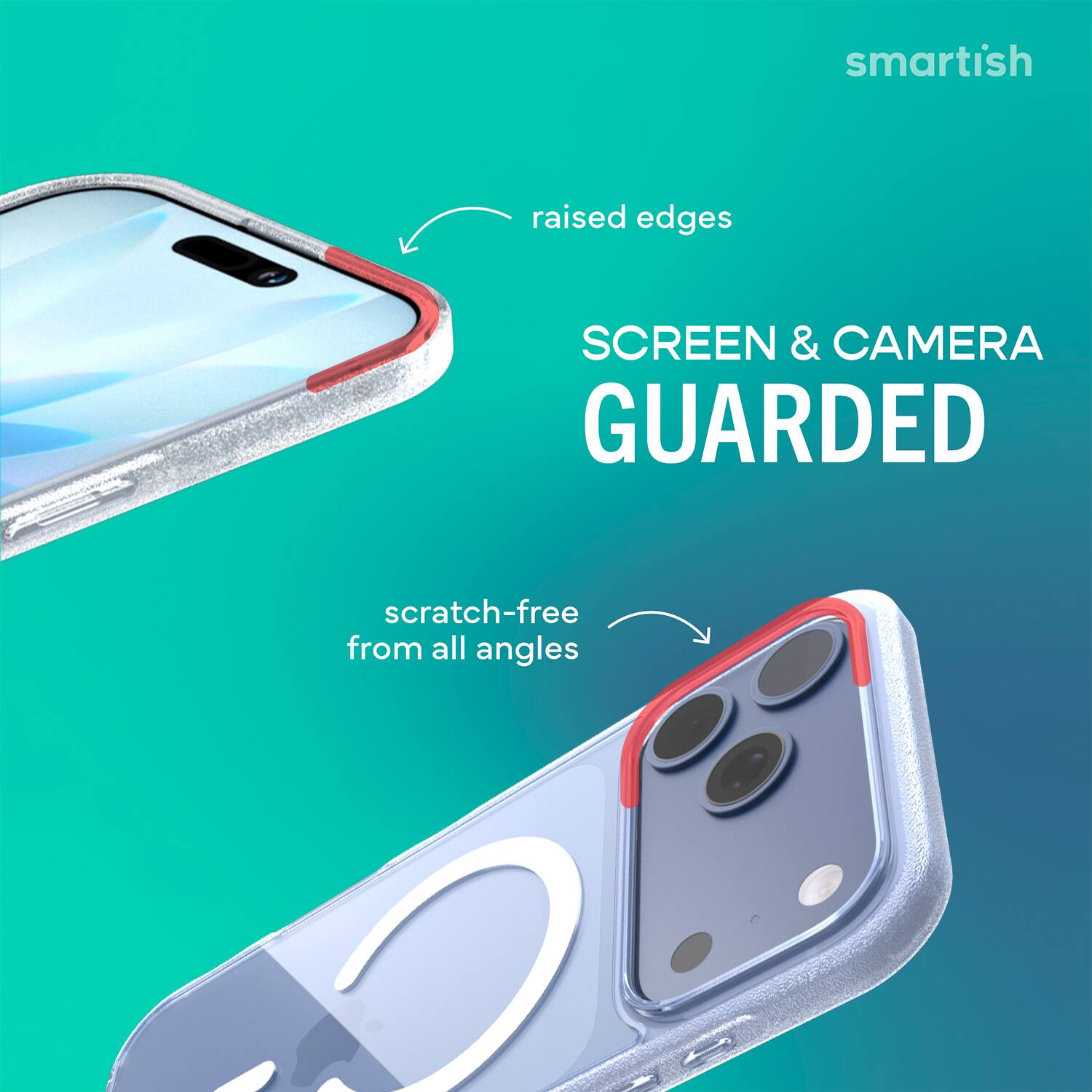 smartish raised edges SCREEN & CAMERA GUARDED scratch-free from all angles