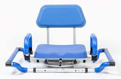 iLIVING - ILG-628 Swivel Pivot Tub-Mounted Shower Chair with Padded Seat, Back & Arms, Adjustable Width for Bathtub Safety Support - Blue