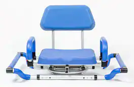 iLIVING - ILG-628 Swivel Pivot Tub-Mounted Shower Chair with Padded Seat, Back & Arms, Adjustable Width for Bathtub Safety Support - Blue