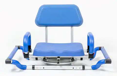 Front. iLIVING - ILG-628 Swivel Pivot Tub-Mounted Shower Chair with Padded Seat, Back & Arms, Adjustable Width for Bathtub Safety Support - Blue.