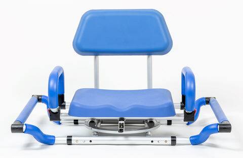 Front. iLIVING - ILG-628 Swivel Pivot Tub-Mounted Shower Chair with Padded Seat, Back & Arms, Adjustable Width for Bathtub Safety Support - Blue.