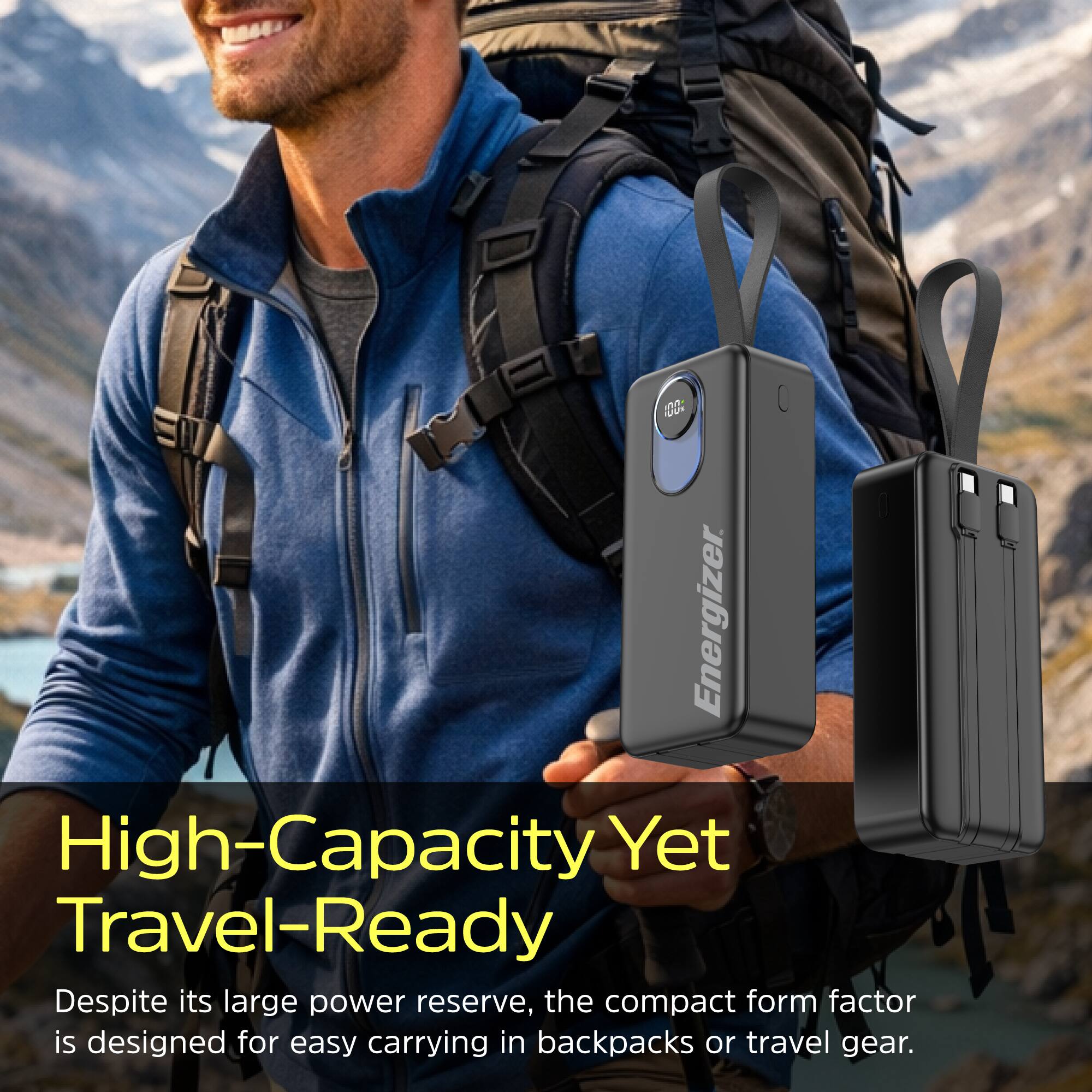 20. Energizer High-Capacity Yet Travel-Ready

Despite its large power reserve, the compact form factor is designed for easy carrying in backpacks or travel gear.