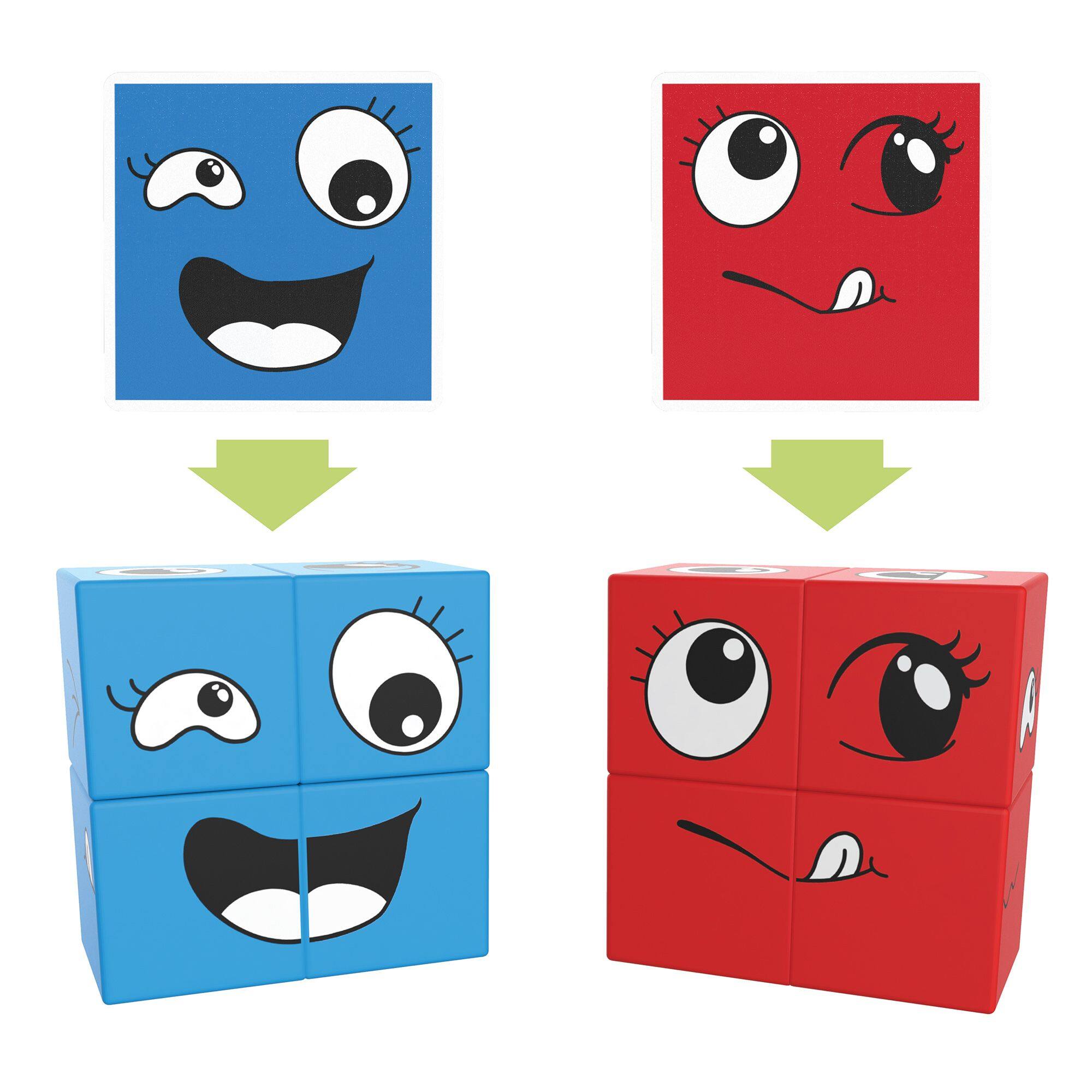 Alt View 6. PicassoTiles - PICASSO-TILES 8 PC Mix and Match Emoticon Magnetic Building Puzzle Cubes Set for Kids Ages 3+ - Multicolor.