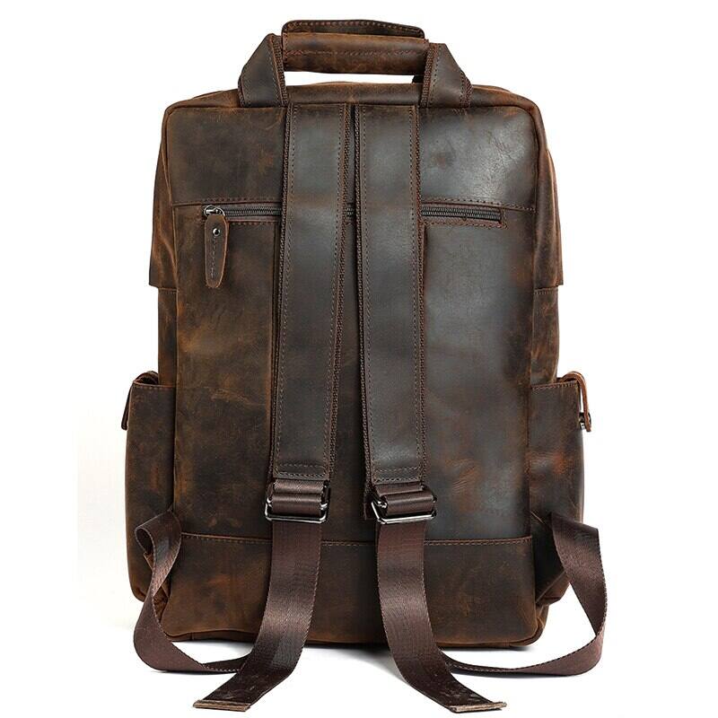 Alt View 2. Steel Horse Leather - The Shelby Backpack | Handmade Genuine Leather Backpack - Dark Brown.