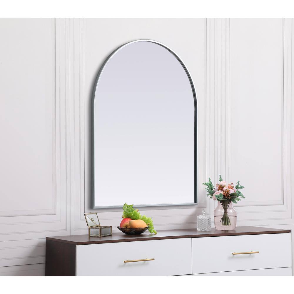 Alt View 2. Elegant Decor - Metal Frame Arch Mirror 30x36 Inch in Silver - Silver.