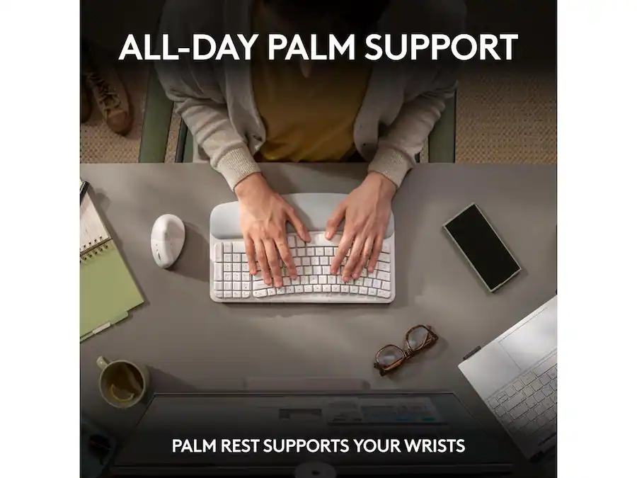 Logitech Keyboard Key Types Logitech Wave Keys Wireless Ergonomic Keyboard with Palm Rest ...