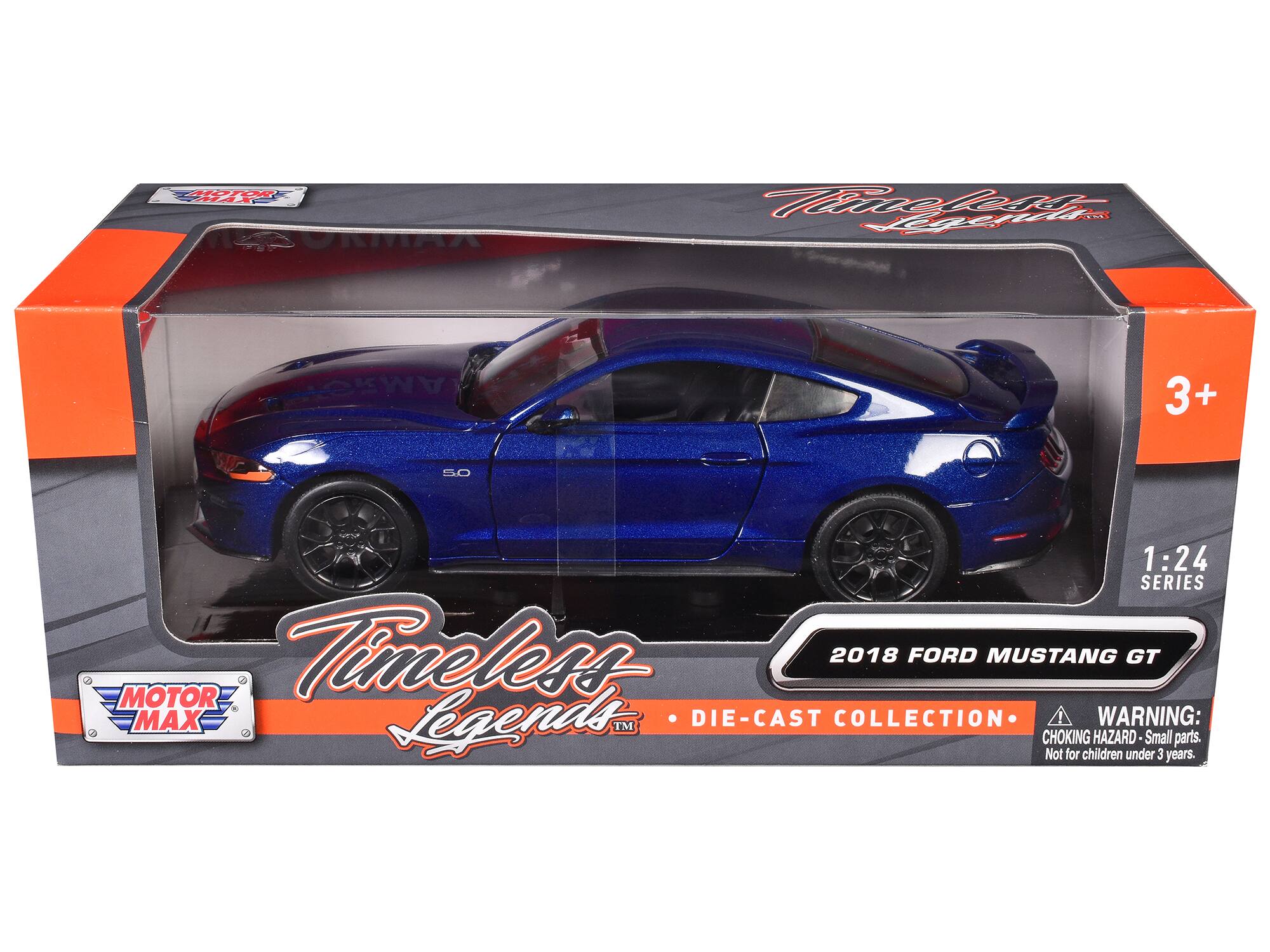 Timeless Legends DIE-CAST COLLECTION  
2018 FORD MUSTANG GT  
1:24 SERIES  
MOTOR MAX  
WARNING: CHOKING HAZARD - Small parts. Not for children under 3 years.
