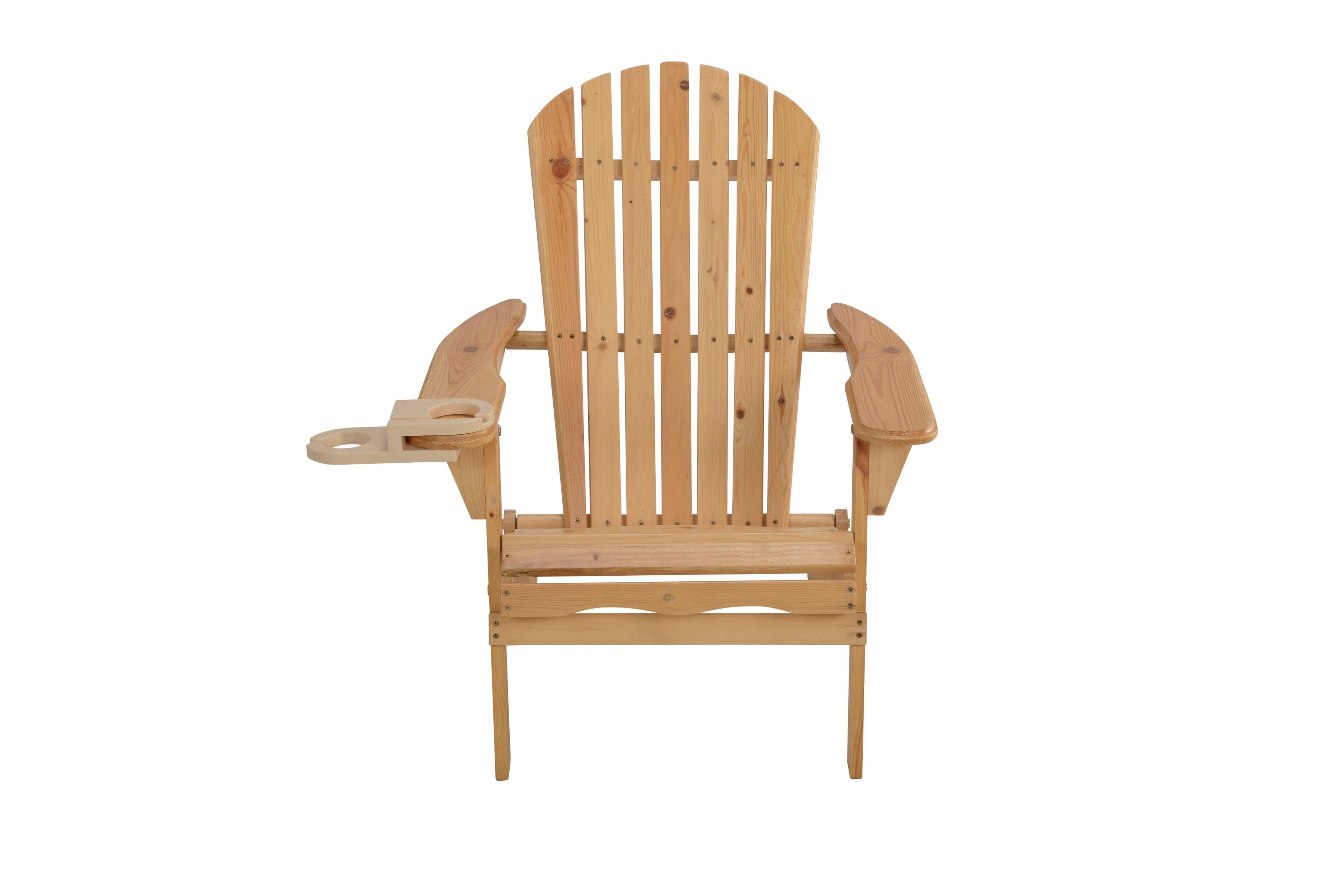 Angle. Jiallo - Foldable Adirondack Chair with cup holder Conversation Set, 2 Chairs with cup holders with Ottoman and 1 End Table - NATURAL.