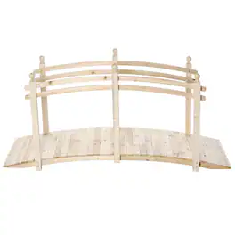 Outsunny - Wooden Arch Garden Bridge, Safety Rails for Backyard Ponds, Creeks, Streams - Natural Wood
