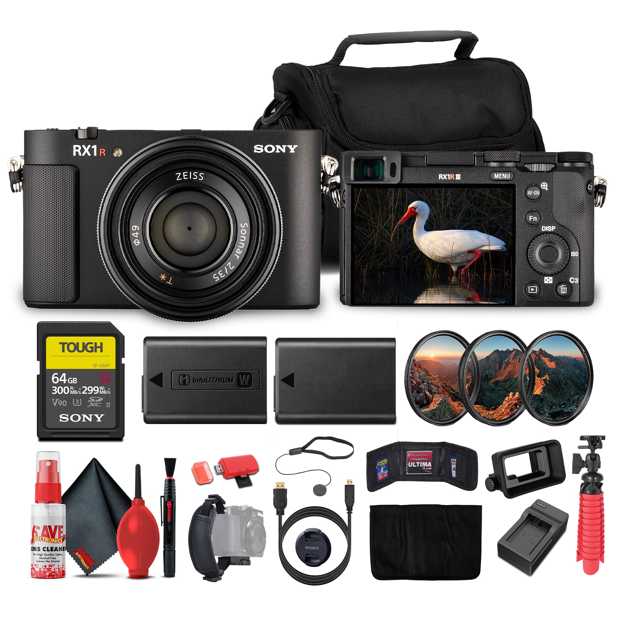 Sony - RX1R III Compact Digital Camera Bundle + 64GB Card + Case + Tripod + Strap + Cleaning Kit + Accessories