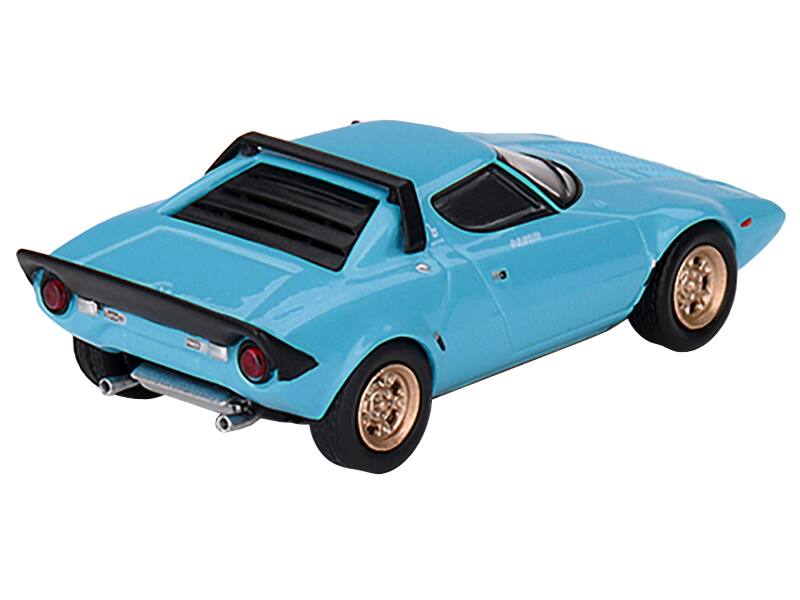 Left. Mini GT - Lancia Stratos HF Stradale Azzuro Chiaro Blue Limited Edition to 1800 pieces Worldwide 1/64 Diecast Model Car by Mini GT - Blue.