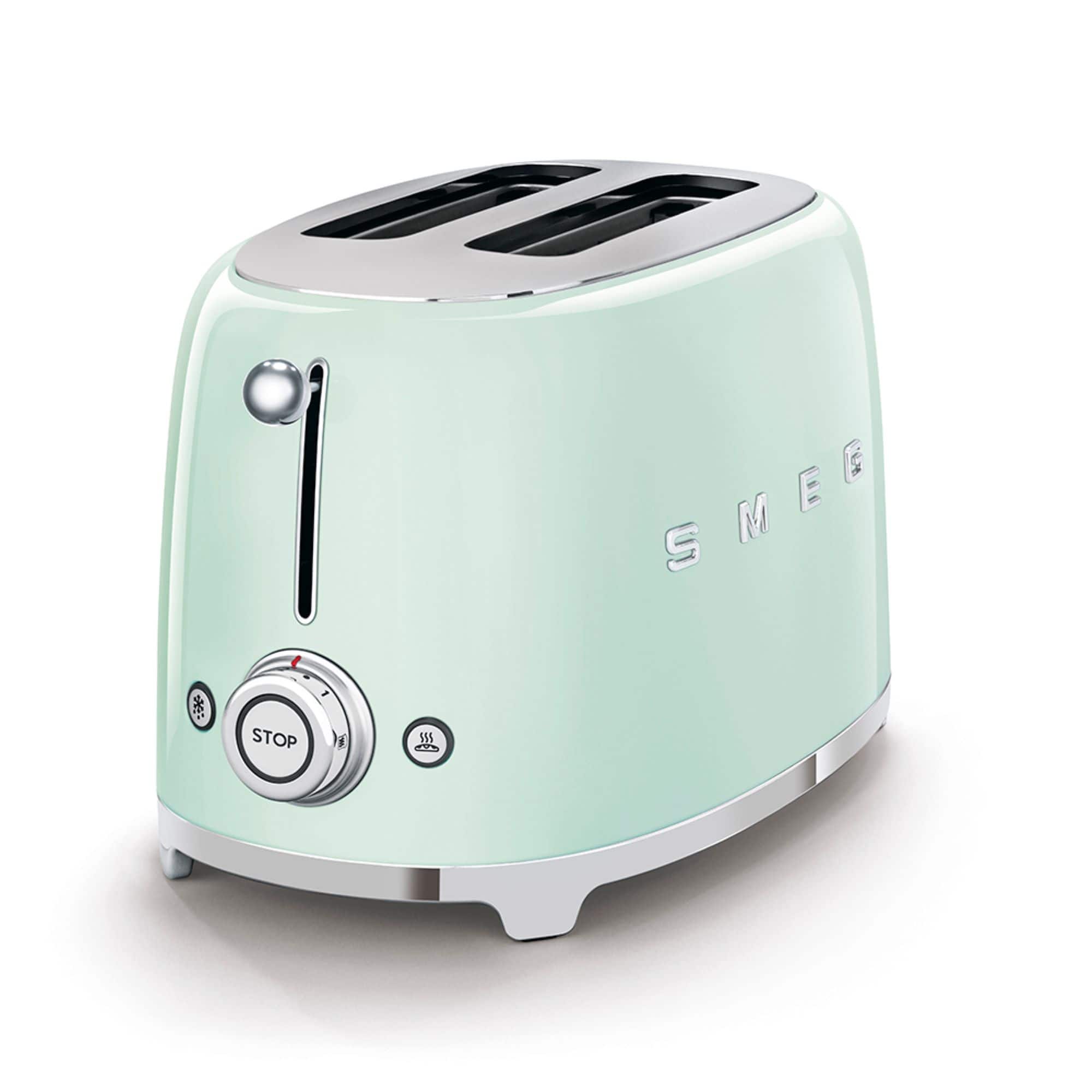 Left. SMEG - SMEG TSF01 2-Slice Wide-Slot Toaster - Pastel Green.