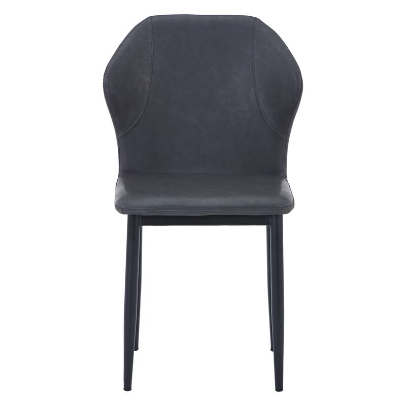 Alt View 4. LeisureMod - Mosaic Modern Fabric Upholstered Side Dining Chair with Accent Diamond Stitched Backrest and Metal Legs - Charcoal.