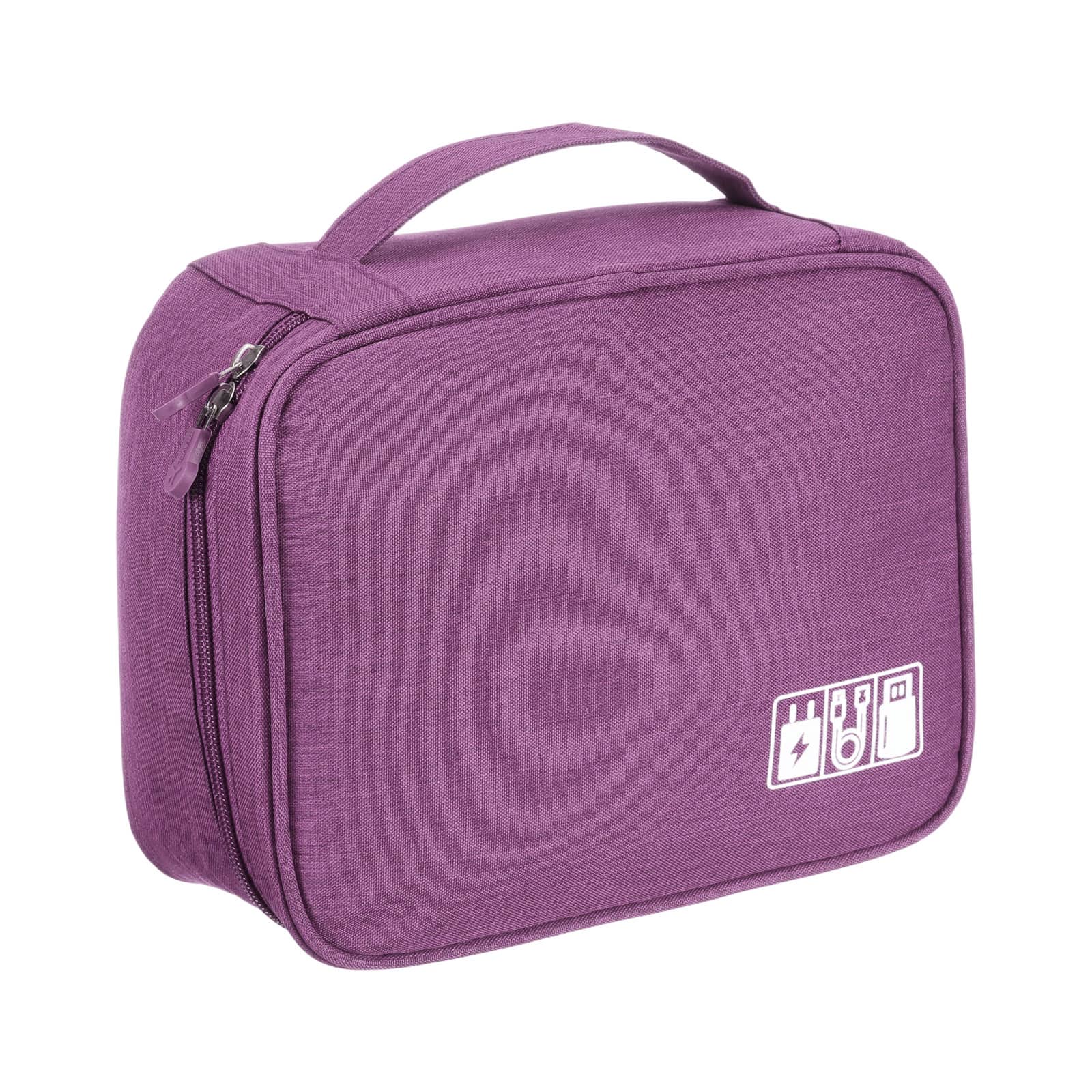 Unique Bargains - Travel Cable Organizer, Portable Case for Lens, Charger, Cord, Earphone - Purple