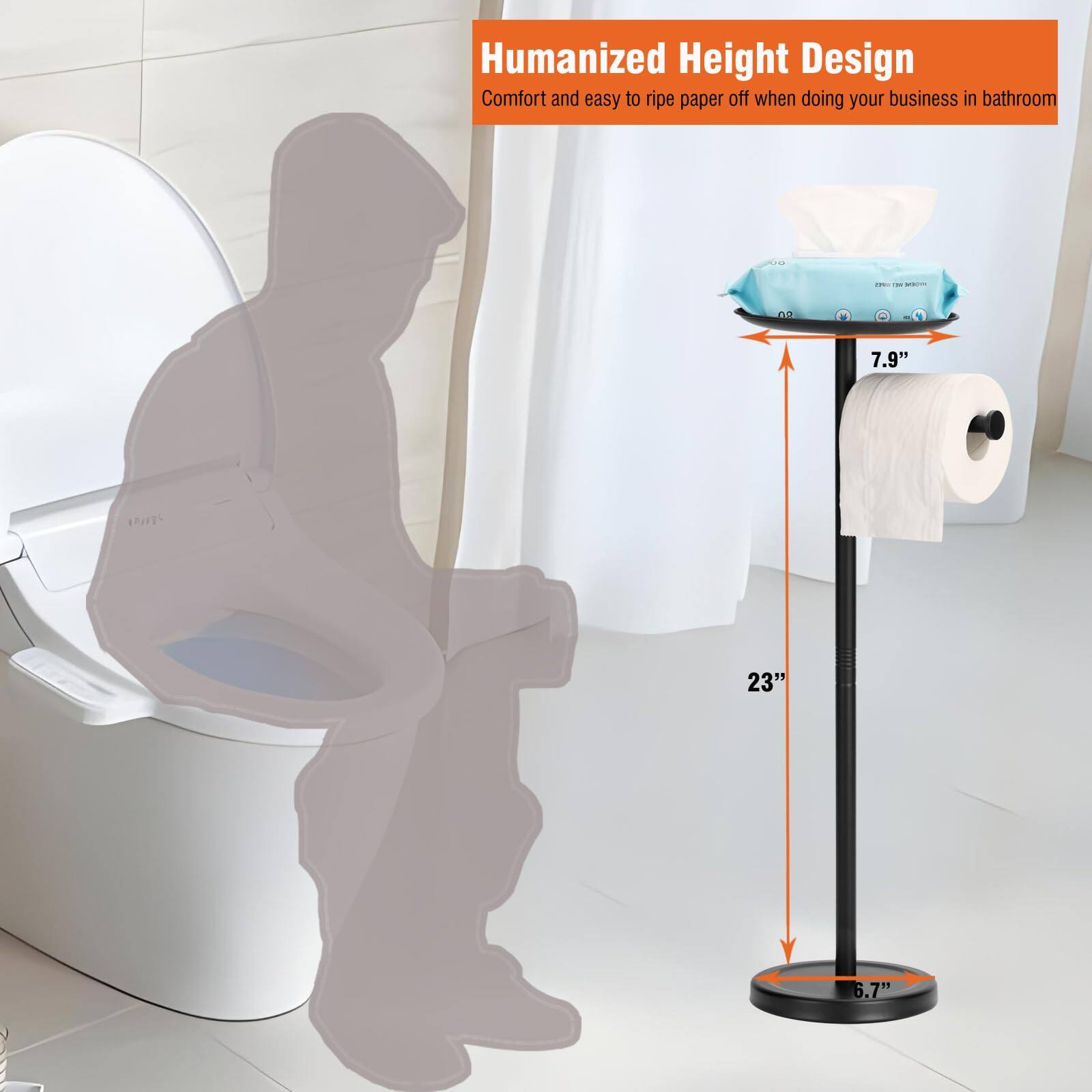 Humanized Height Design  
Comfort and easy to rip paper off when doing your business in bathroom  

47.1"  
23"  
7.9"  
6.7"