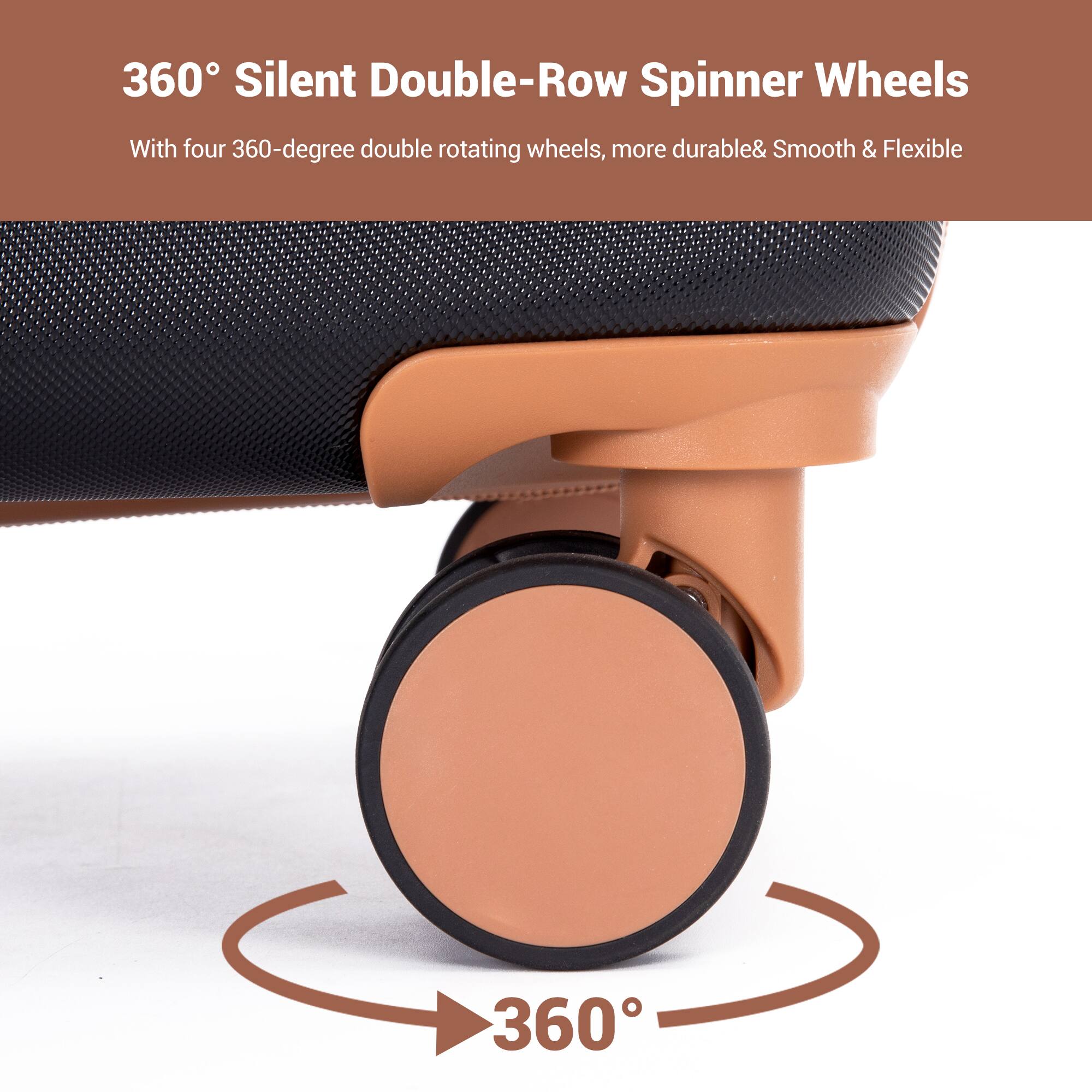 360° Silent Double-Row Spinner Wheels

With four 360-degree double rotating wheels, more durable & Smooth & Flexible