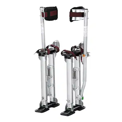 Front. VEVOR - Drywall Stilts, 18''-30'' Adjustable Aluminum Tool Stilts with Protective Knee Pads, Durable and Non-slip Work Stilts - Silver.