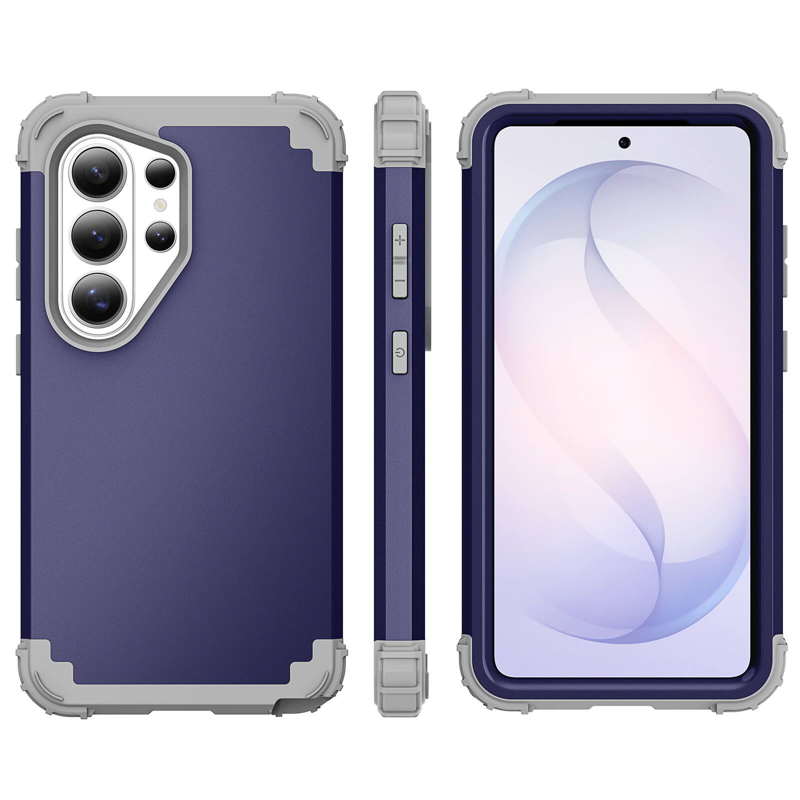 Alt View 1. Dteck - Rugged Case for Samsung Galaxy S26 Ultra,Shockproof Soft Silicone Bumper Hard PC Back Cover,3-Layers Protective Shell - Darkblue.