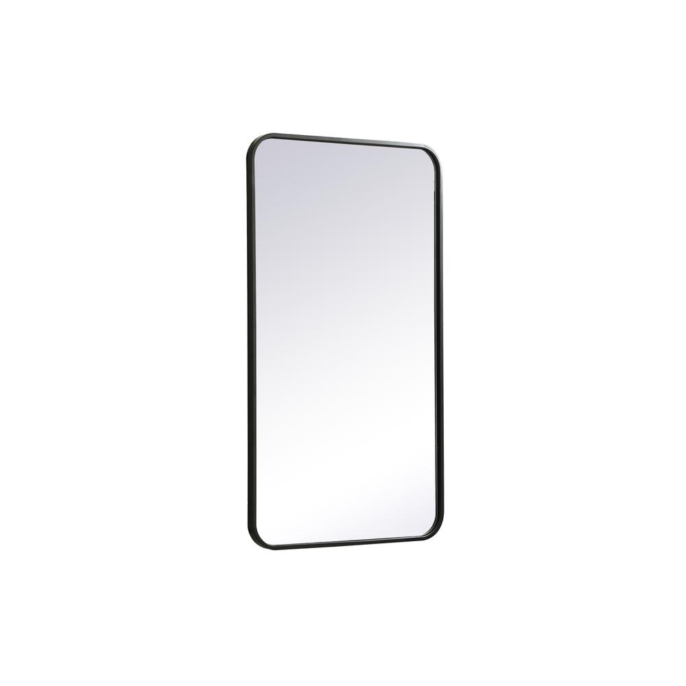 Alt View 1. Elegant Decor - Soft corner metal rectangular mirror 20x36 inch in Black - Black.