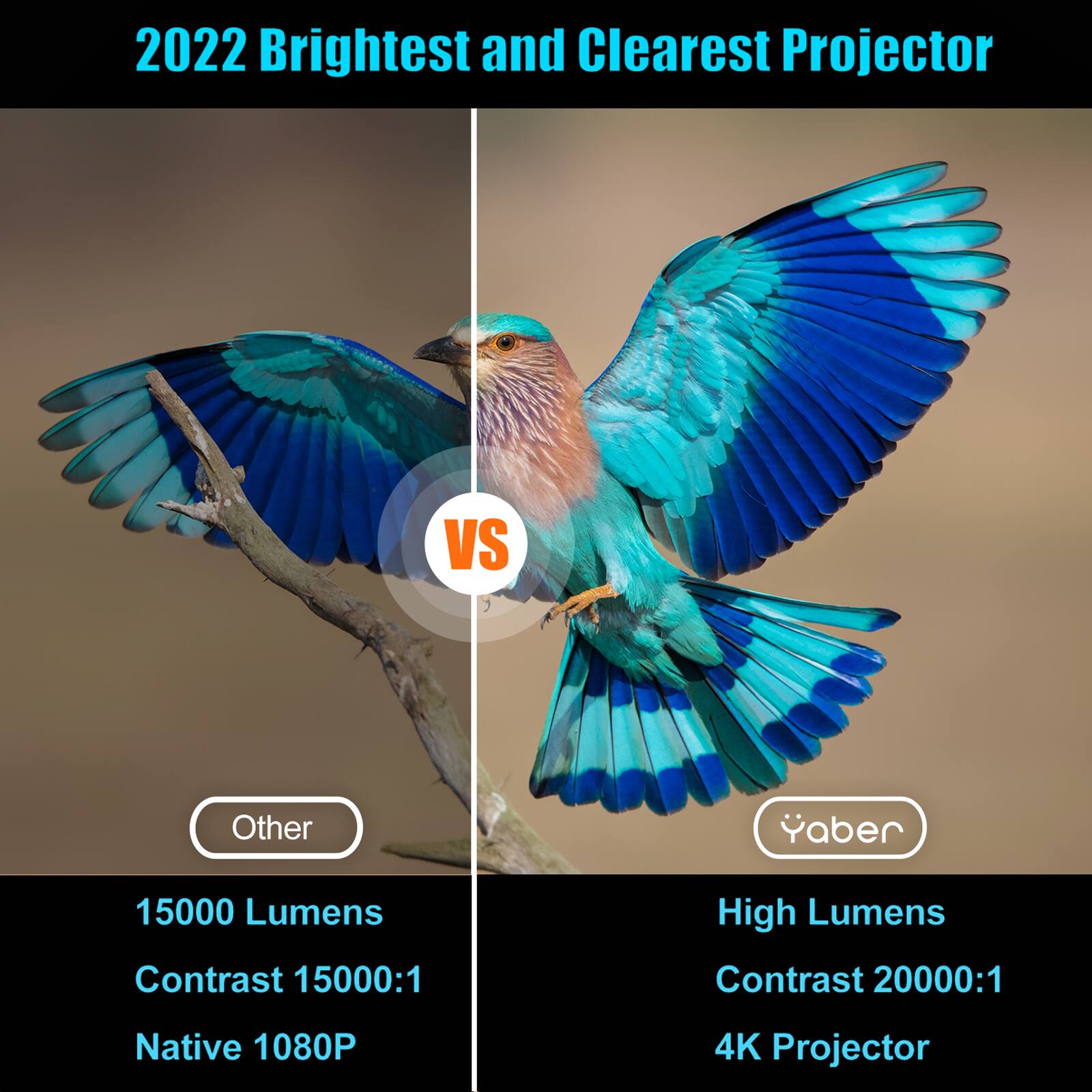 2022 Brightest and Clearest Projector:

* 15000 Lumens
* High Lumens Contrast: 15000:1
* Contrast: 20000:1
* Native 1080P
* 4K Projector

Other:

* 15000 Lumens
* High Lumens Contrast: 15000:1
* Contrast: 20000:1
* Native 1080P
* 4K Projector