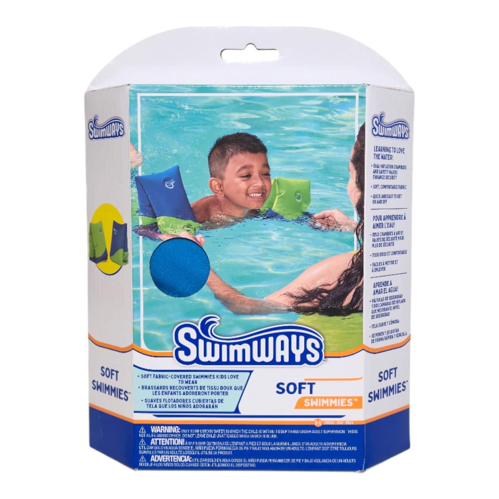 SwimWays - Soft Swimmies Toddler Inflatable Arm Floaties, Ages 3-5, Dual Chambers, Easy On/Off