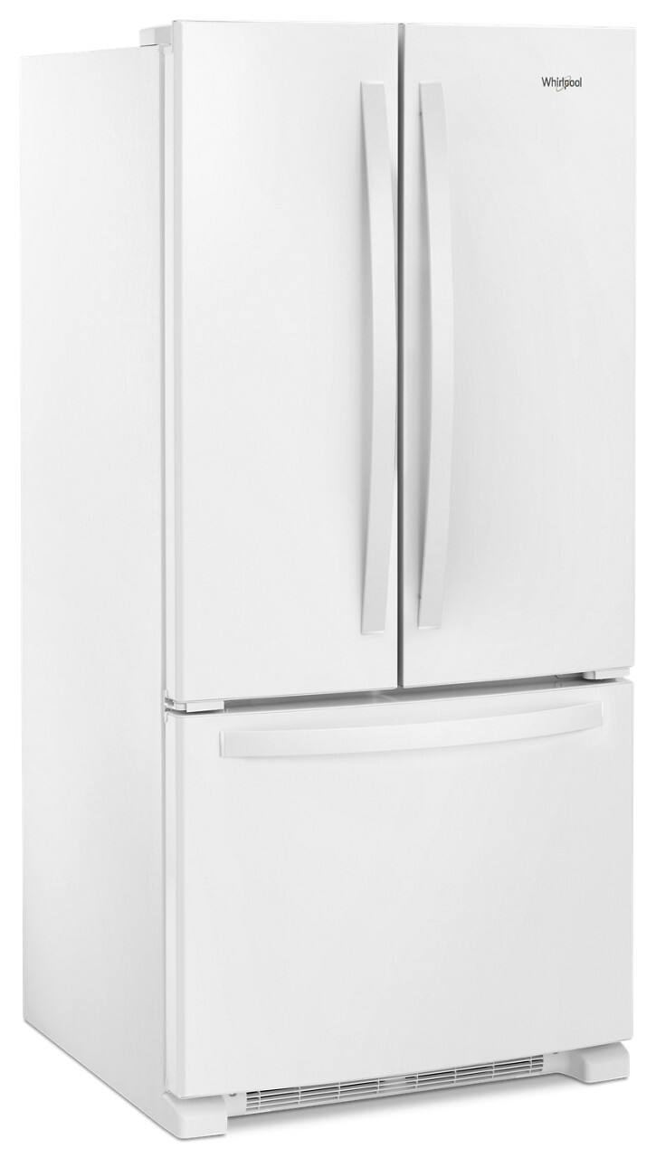 Left. Whirlpool - 22 cu. ft. French Door Refrigerator with Humidity-Controlled Crispers - White.