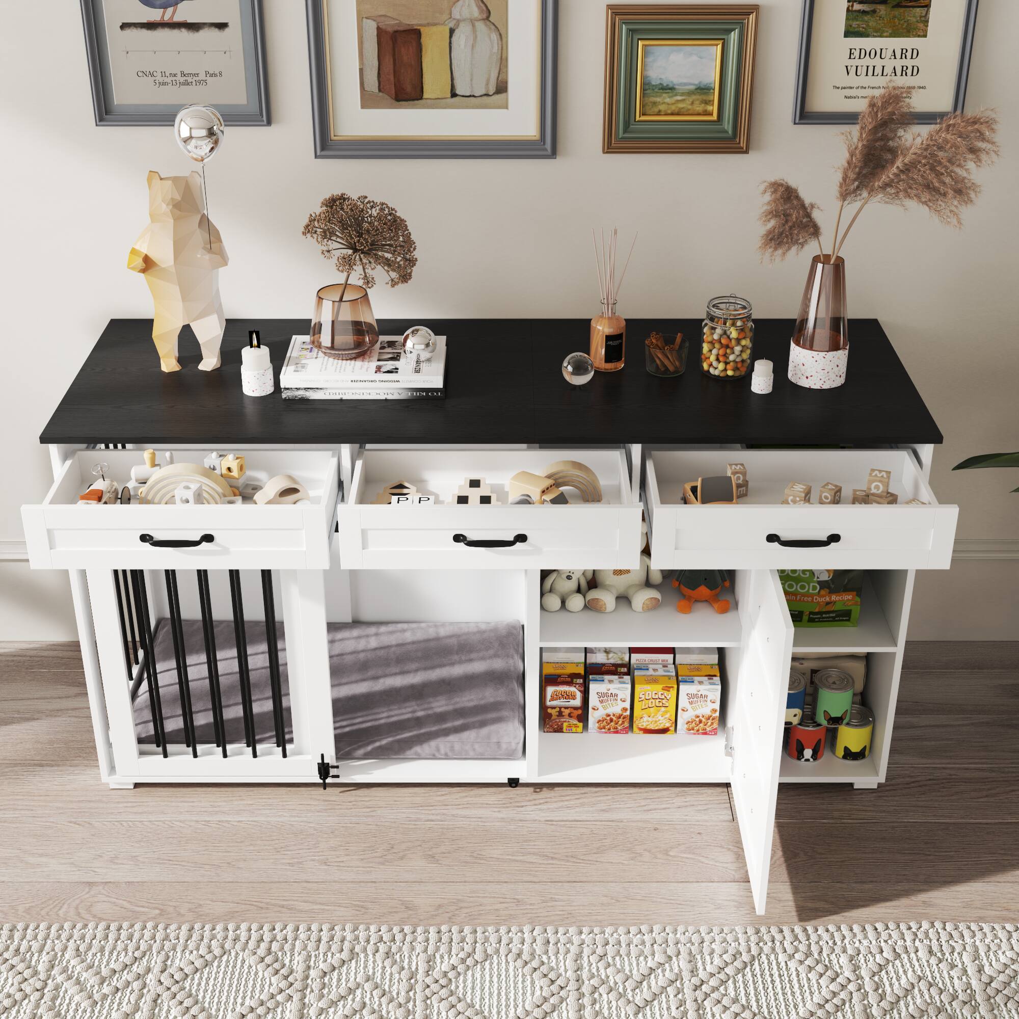 Sure, here is the corrected and grouped text from the image:

---

**Top Left Frame:**
CNAC
1978
Saint-Jean-de-Luz 1978

**Top Right Frame:**
EDOUARD
VUILLARD
The Painter of the French Countryside
1848-1929

**Middle Left Frame:**
adidas
Originals
3-Stripes

**Middle Right Frame:**
SOGOU
COU
SOSA

**Bottom Shelf:**
food
Fine Dog Biscuits

**Bottom Shelf (Left to Right):**
- SOFT
- SOFT
- SOFT
- SOFT
- SOFT
- SOFT
- SOFT
- SOFT
- SOFT
- SOFT
- SOFT
- SOFT
- SOFT
- SOFT
- SOFT
- SOFT
- SOFT
- SOFT
- SOFT
- SOFT
- SOFT
- SOFT
- SOFT
- SOFT
- SOFT
- SOFT
- SOFT
- SOFT
- SOFT
- SOFT
- SOFT
- SOFT