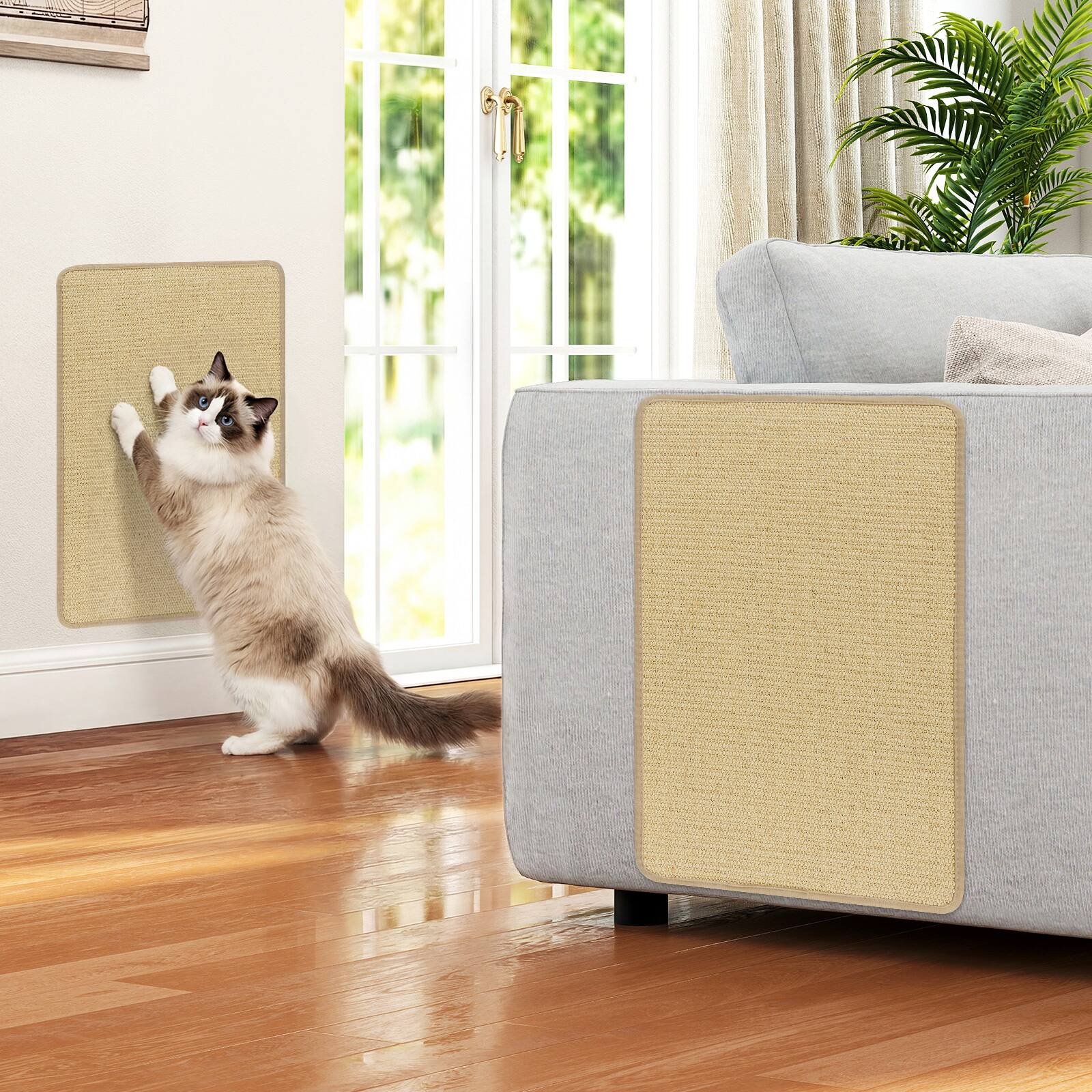 Alt View 3. Gymax - Gymax 12-Piece Cat Scratcher Mat Set 24'' x 16'' Natural Sisal Pads for Indoor Cats - Yellow.