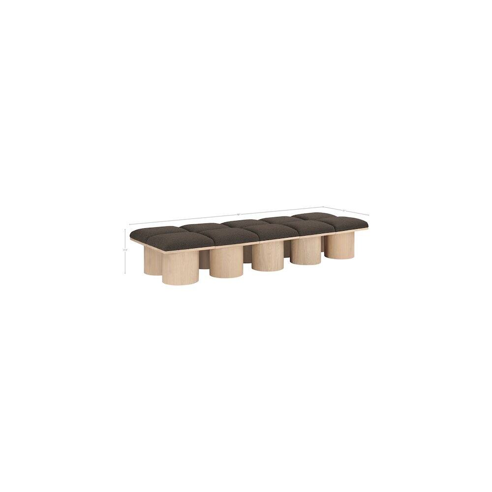 Alt View 4. Meridian Furniture - Pavilion Brown Boucle Fabric Bench - Brown.