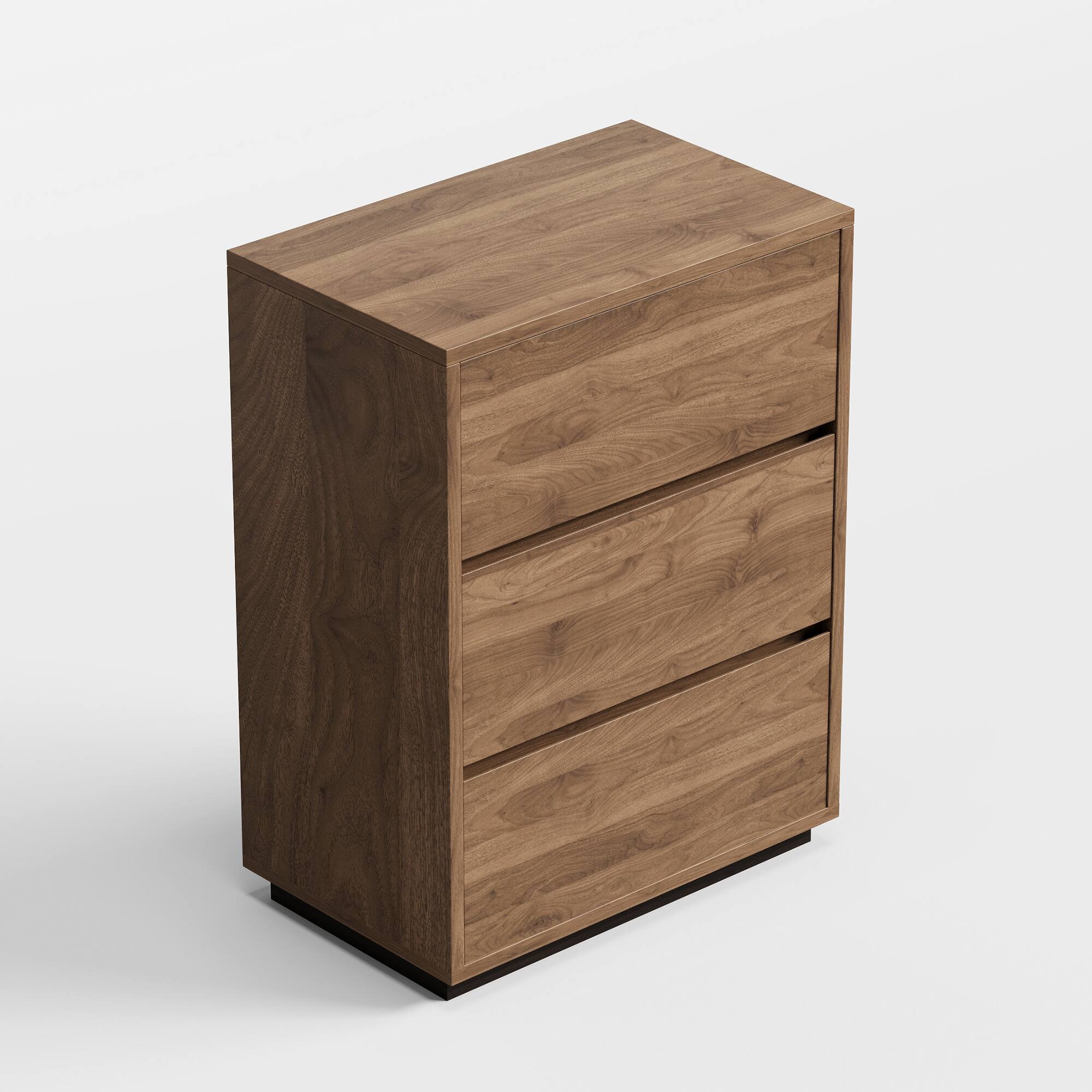 Alt View 3. luck idea - 23.62" Three-Drawer Storage Cabinet & Decorative Cabinet, Suitable for Multiple Scenarios - Walnut color.
