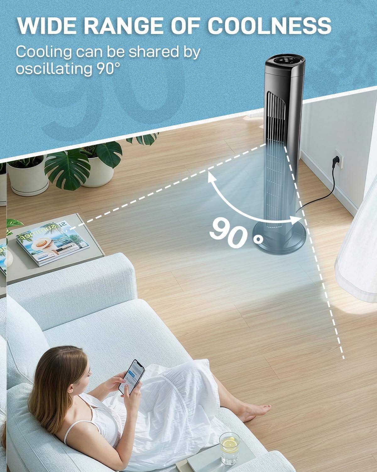 WIDE RANGE OF COOLNESS  
Cooling can be shared by oscillating 90°