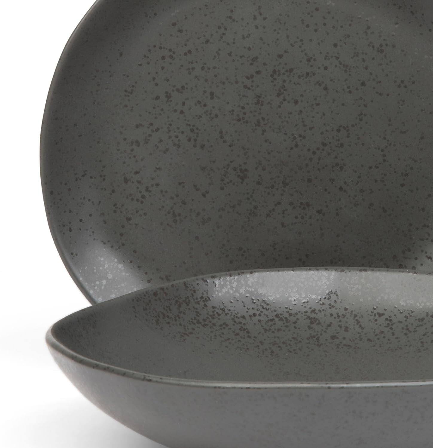 Alt View 1. Larder & Vine - 16-Piece Urban Dinnerware Set for 4, Ceramic Stoneware Made in Portugal - Charcoal Gray.