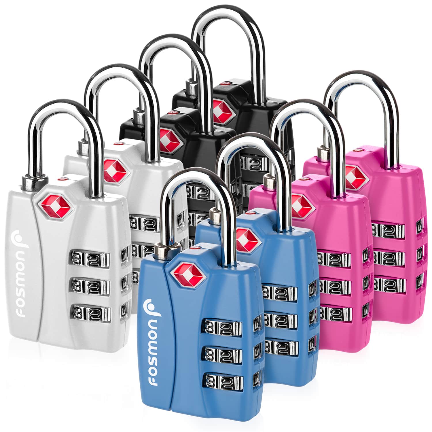 Fosmon - 8 Pack TSA Locks for Luggage, Combination Luggage Locks TSA Approved Travel Locks, Suitcase Lock for Baggage Backpack - Multicolored