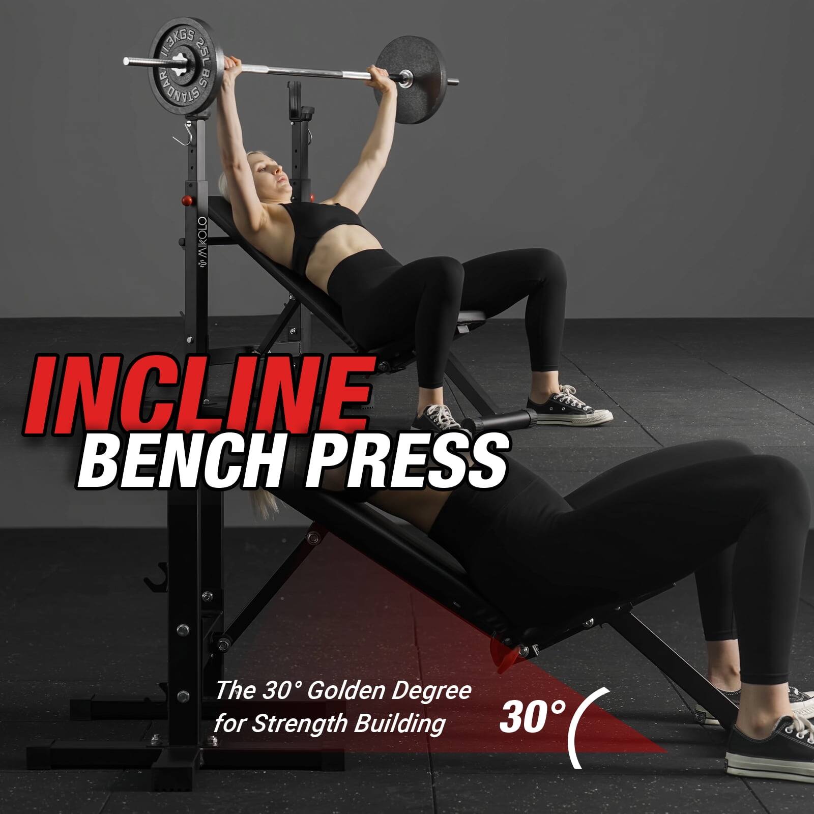 INCLINE BENCH PRESS

The 30° Golden Degree for Strength Building

30°