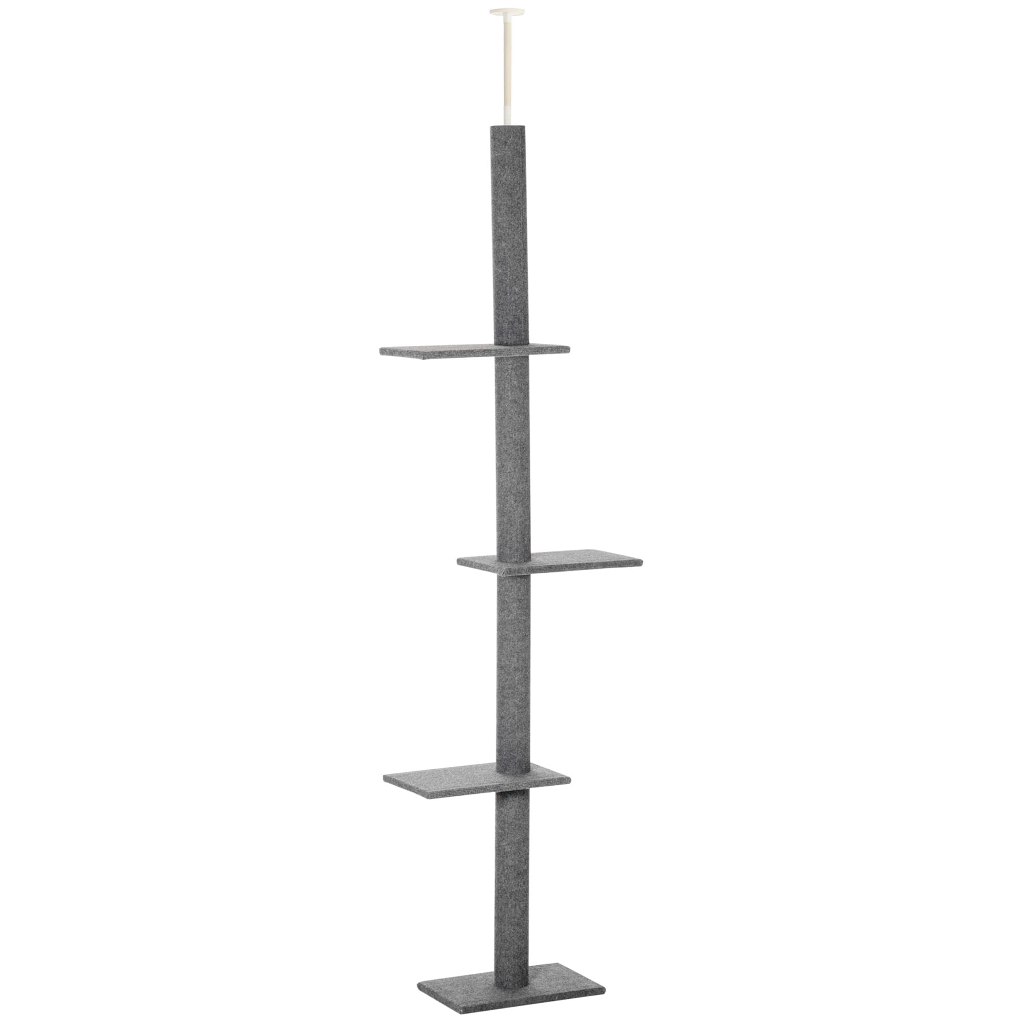 Pawhut - Floor-to-Ceiling Cat Tree, Climbing Tower with Sisal Scratching Posts, Activity Center, Furniture - Dark Gray price history on PriceWatchPro