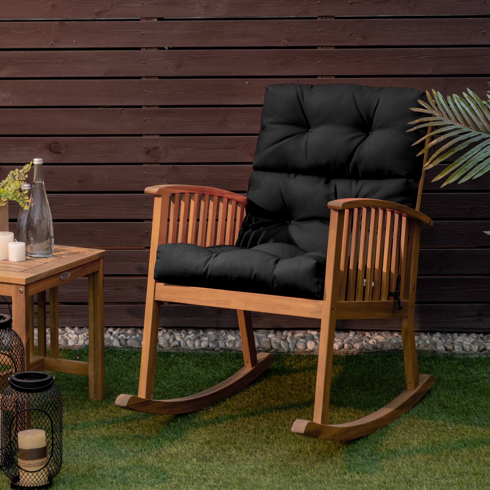 Alt View 1. Costway - Costway 2 PCS Outdoor Back Chair Cushion Tufted Pillow Patio Seating Pad - Black.