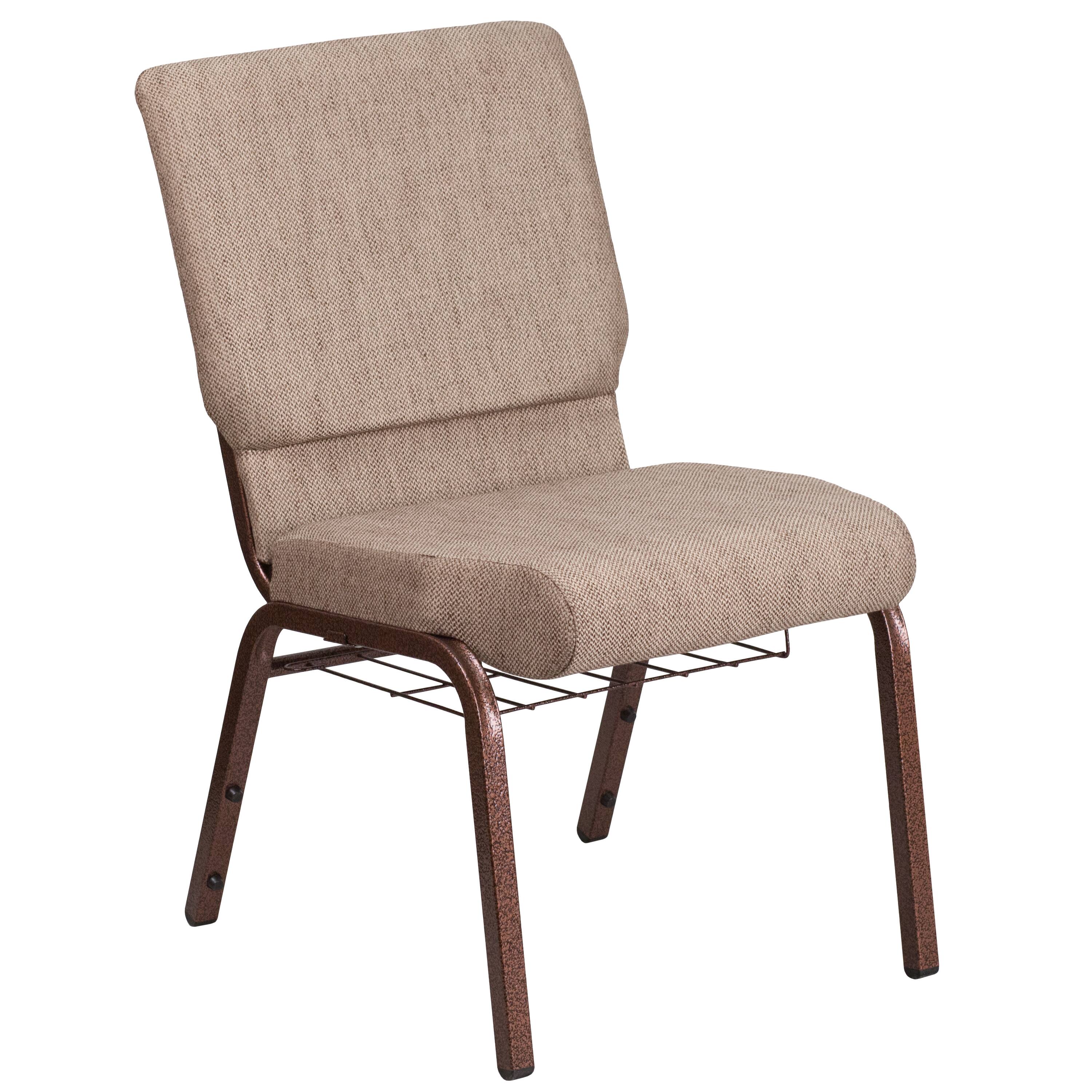"Emma + Oliver - 18.5""W Church/Reception Guest Chair with Communion Cup Book Rack - Beige Fabric/Copper Vein Frame" price history on PriceWatchPro
