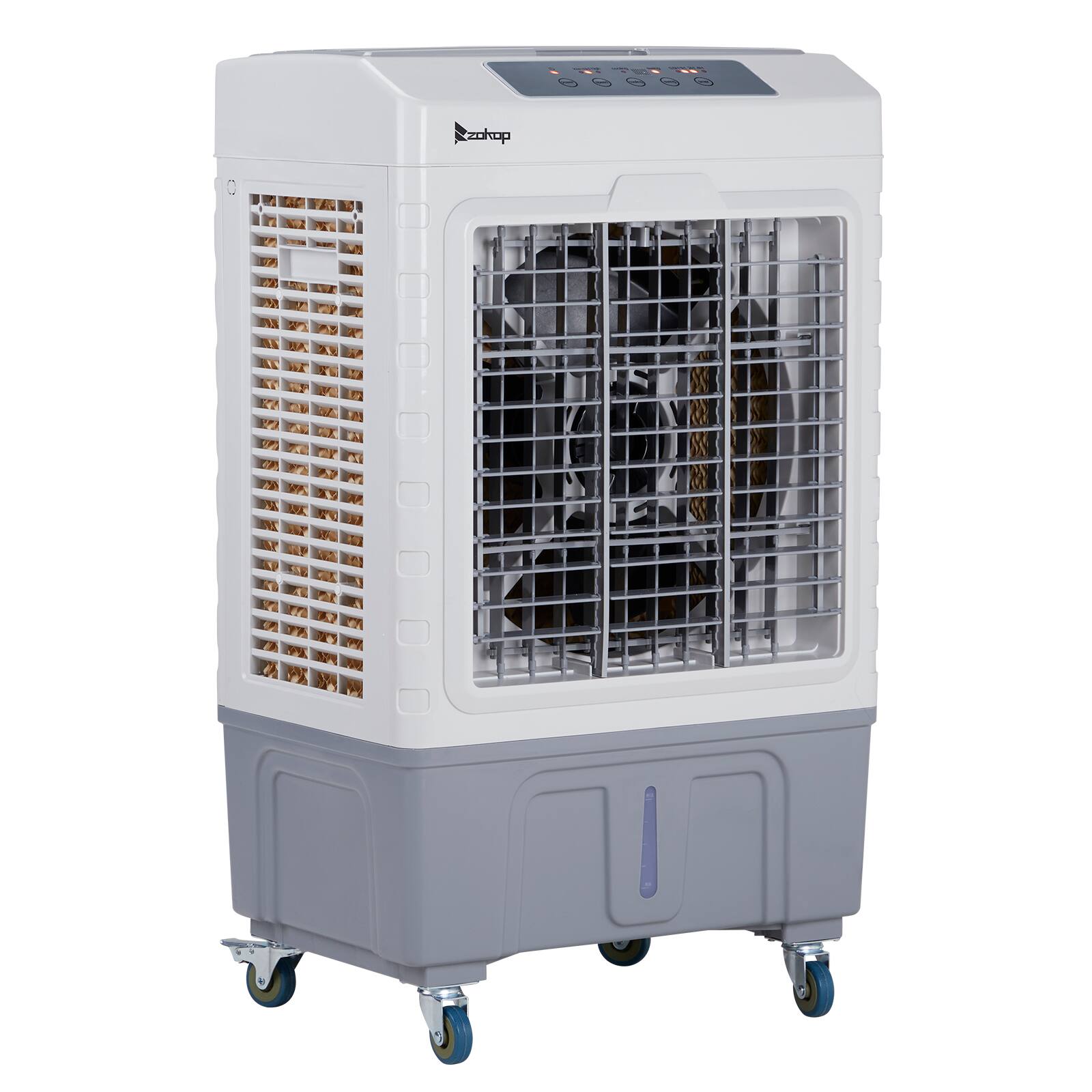 Angle. Winado - 10.5Gal Portable Swamp Cooler, 2647CFM Evaporative Air Cooler with Auto Oscillating, Remote, 3 Speeds, 7.5H Timer - White & Gray.