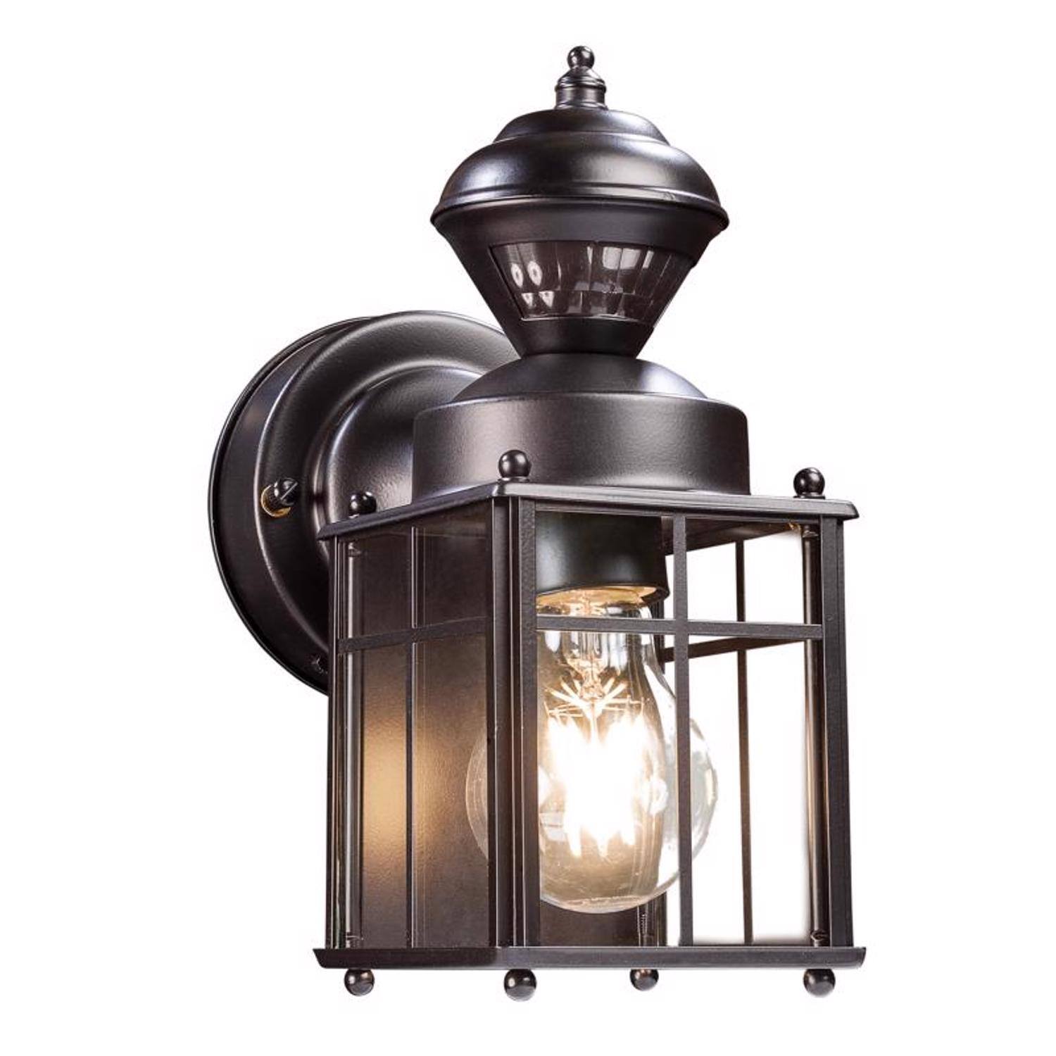 Front. Globe Electric - Globe Electric Franklin Matte Black Motion-Sensing LED Wall Lantern.