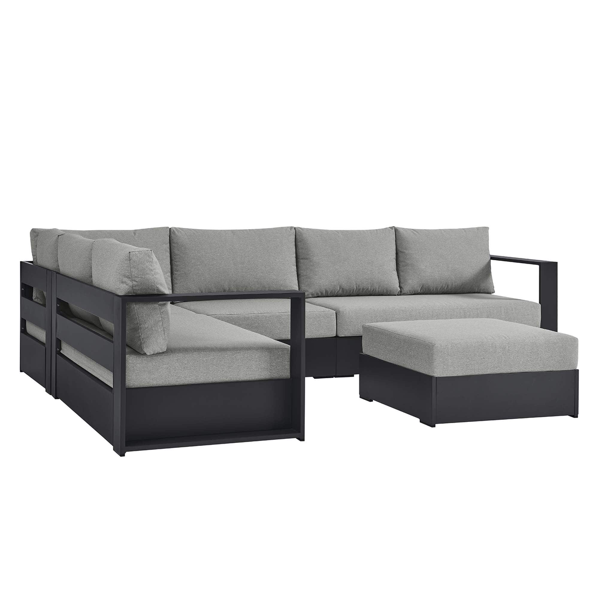Modway - Tahoe 5-Piece Outdoor Powder-Coated Aluminum Sectional Sofa Set - Gray Gray price history on PriceWatchPro