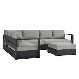 Modway - Tahoe 5-Piece Outdoor Powder-Coated Aluminum Sectional Sofa Set - Gray Gray