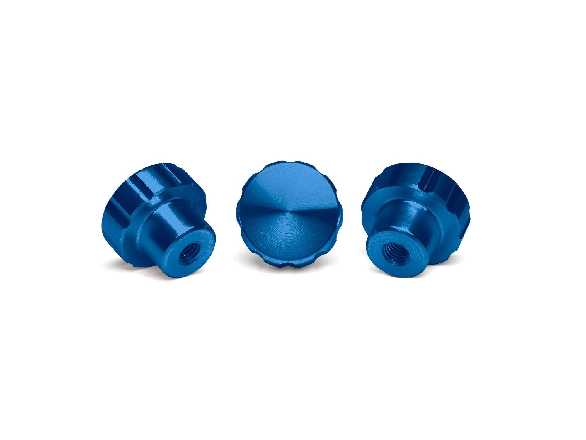 Front. WeatherTech - Solid Billet Aluminum Knobs for CupFone | Royal Blue – 3 Pack - Royal Blue.