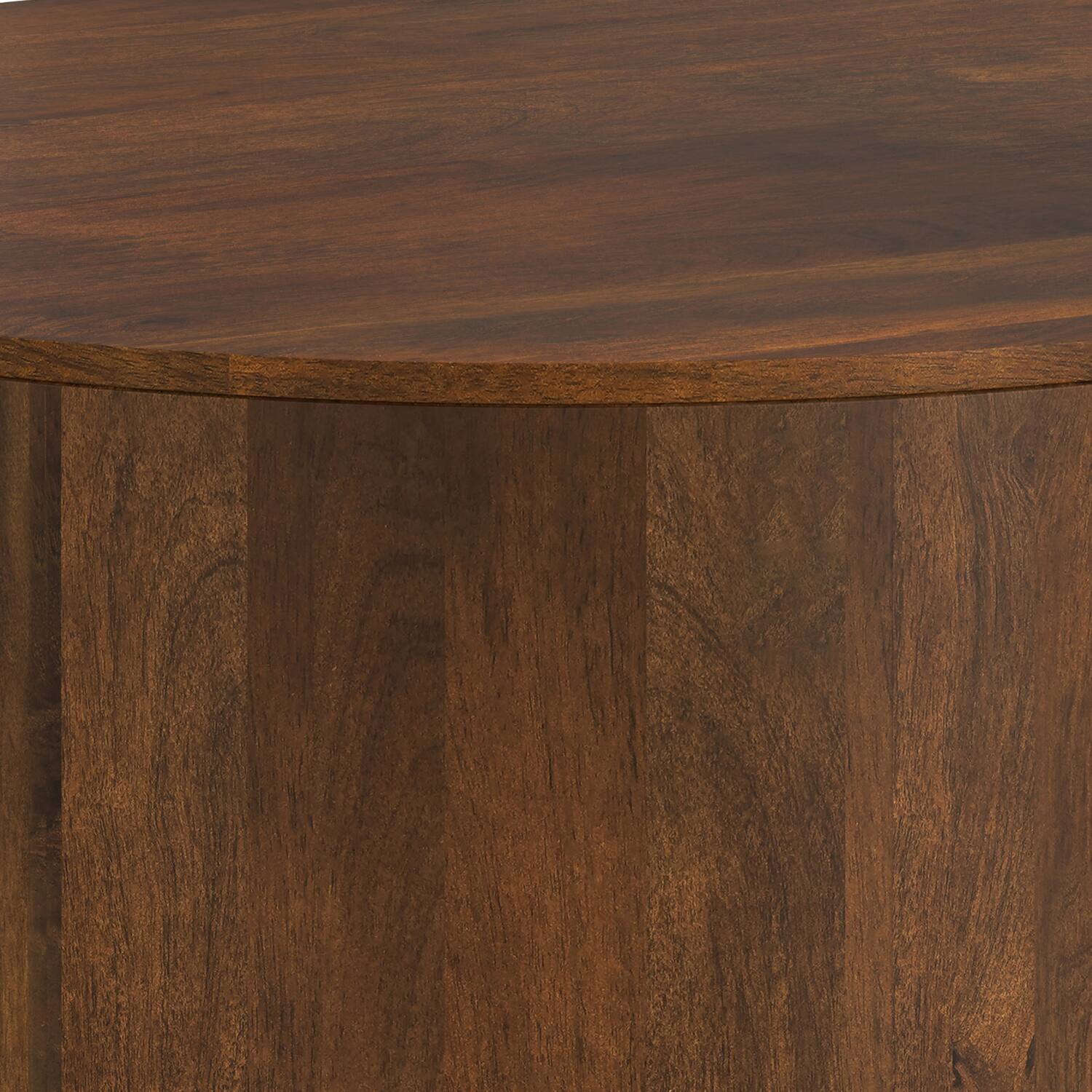 Alt View 7. Simpli Home - Millbury SOLID MANGO WOOD 36 inch Wide Round Contemporary Drum Coffee Table in Walnut Brown, Fully Assembled - Walnut Brown.