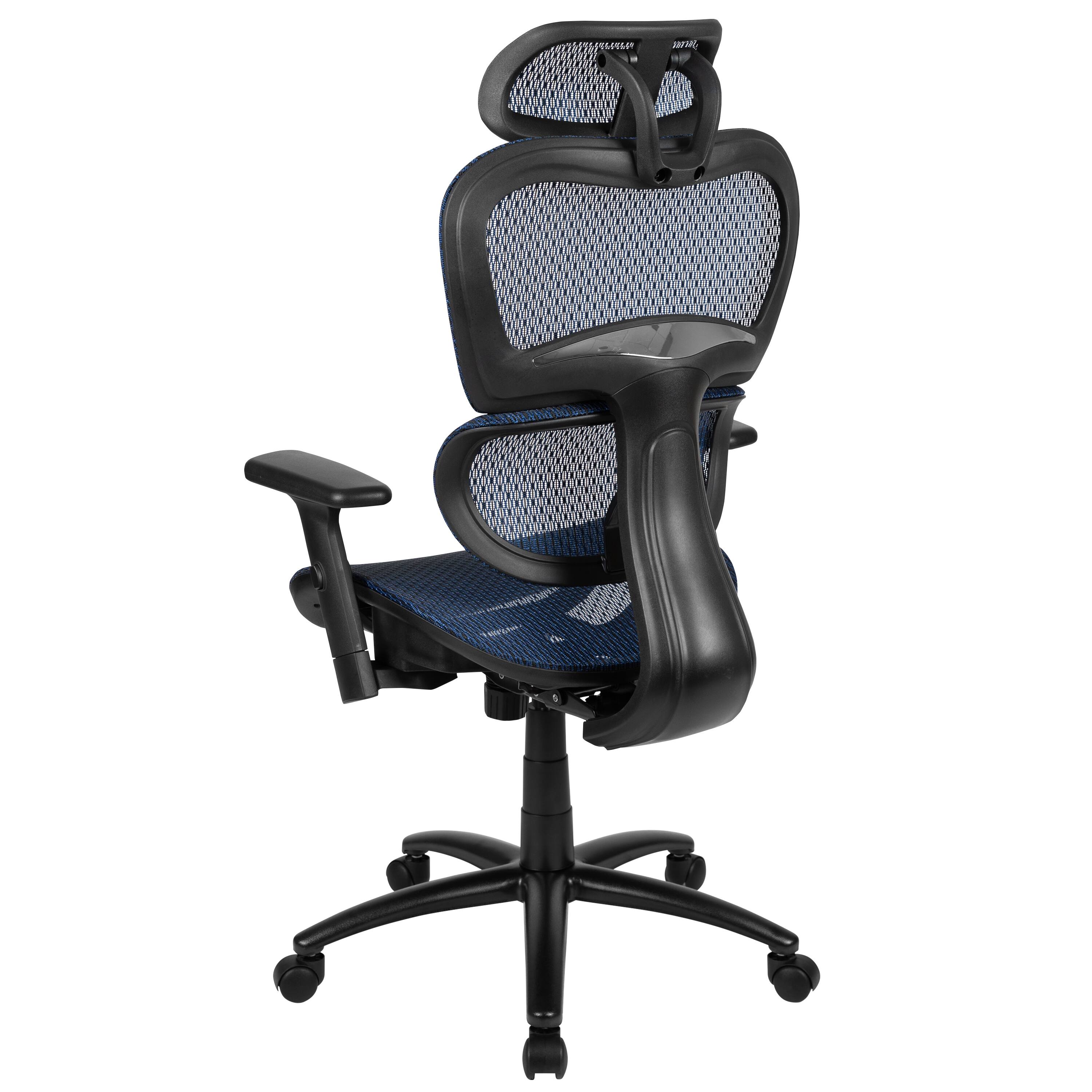 Alt View 5. Emma + Oliver - Ergonomic Mesh Office Chair-Synchro-Tilt, Headrest, Adjustable Pivot Arms - Blue.