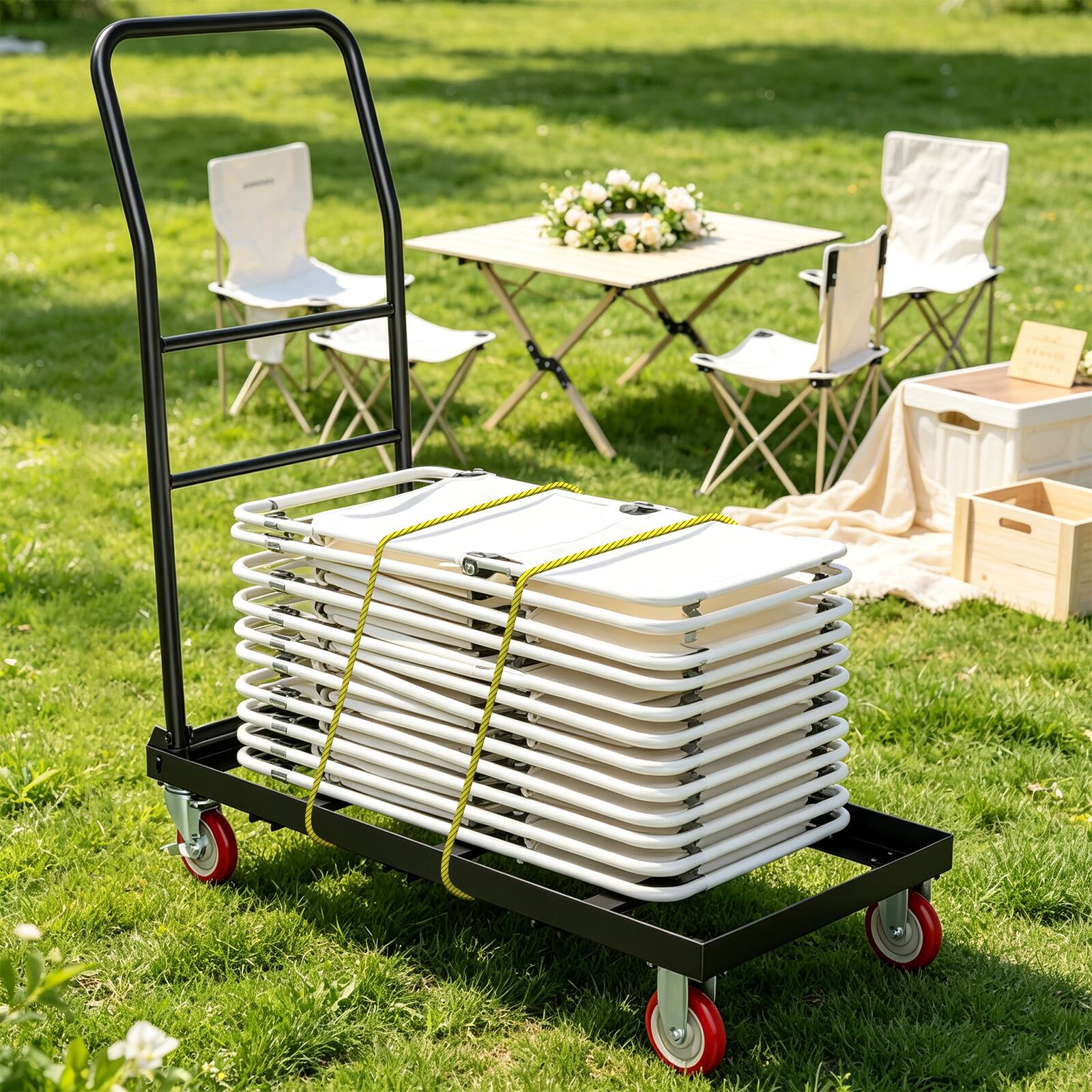 Alt View 4. Costway - Costway 800 LBS Folding Hand Truck, Portable Dolly with Handle and 2 Elastic Ropes - Black.