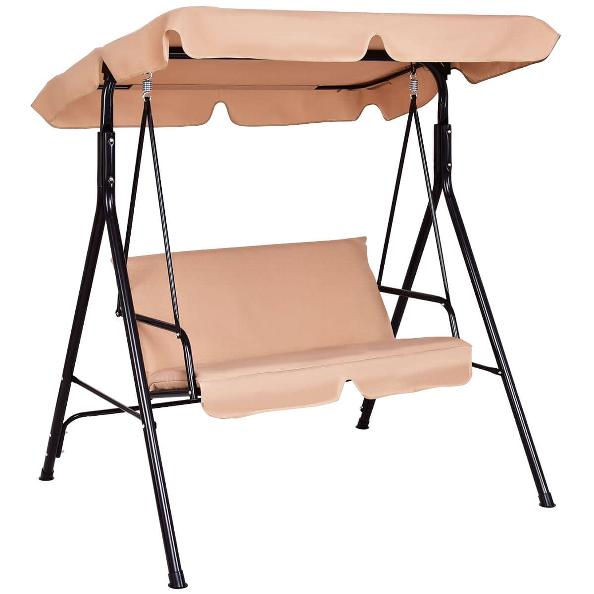 Costway - Loveseat Patio Canopy Swing Glider Hammock Cushioned Steel Frame Outdoor - Beige price history on PriceWatchPro